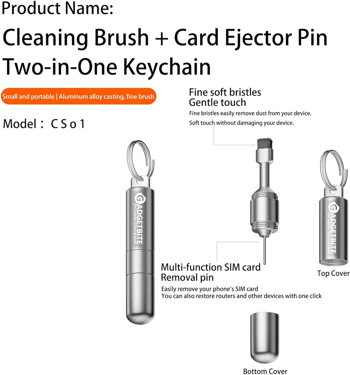 Image of GadgetBite Premium SIM Ejector Pin with Mobile Cleaning Kit for iPhone Android Devices Sim Adapter