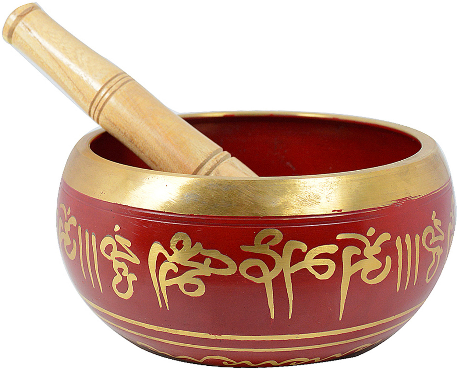 Image of Crystu Tibetan Buddhist Prayer Singing Bowl with Wooden Stick Bowl Size 9 cm /3.5 inch. Singing Bowl