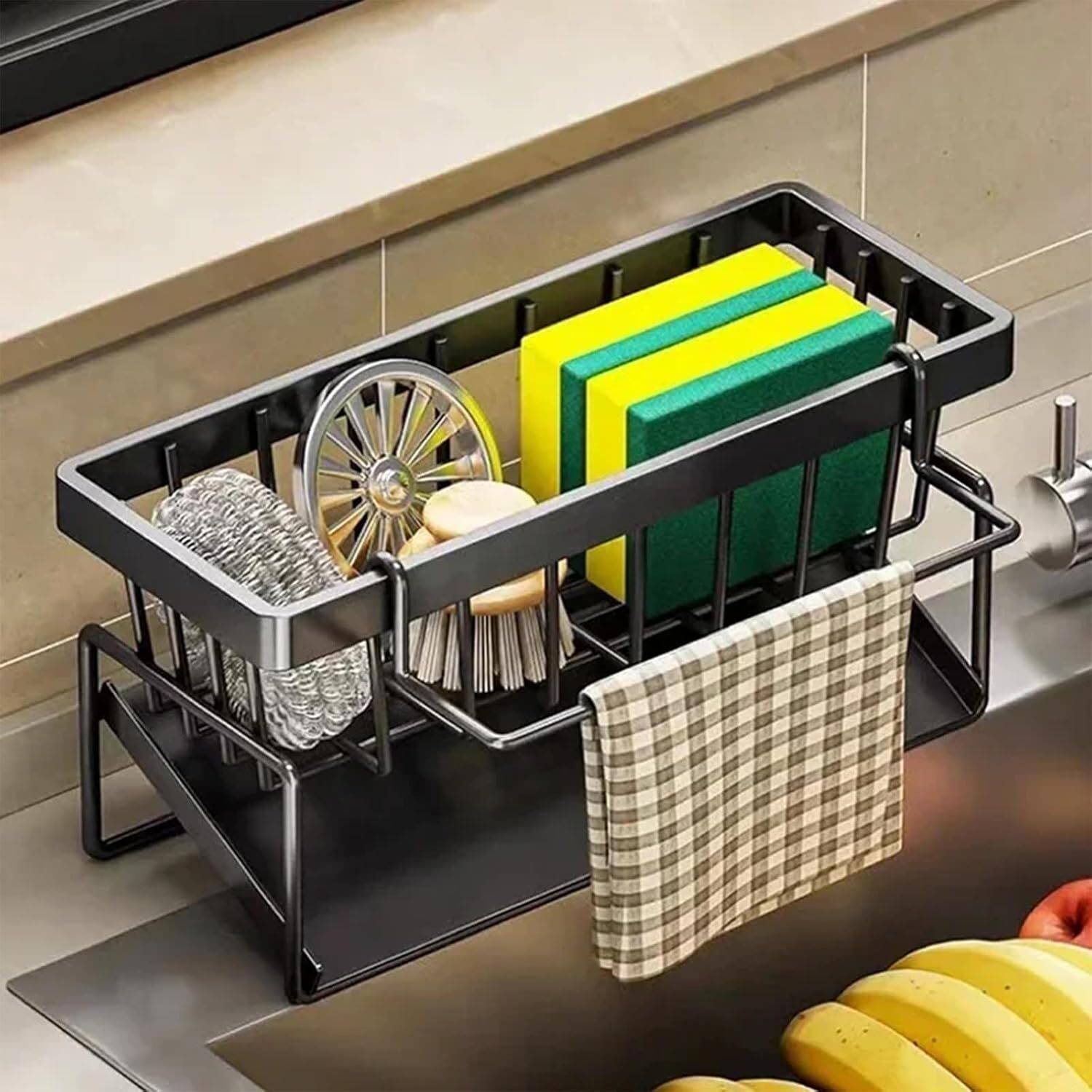 parspar Metal Sink Organizer & Draining Rack – Durable Kitchen Countertop Organizer Sink Sponge Holder