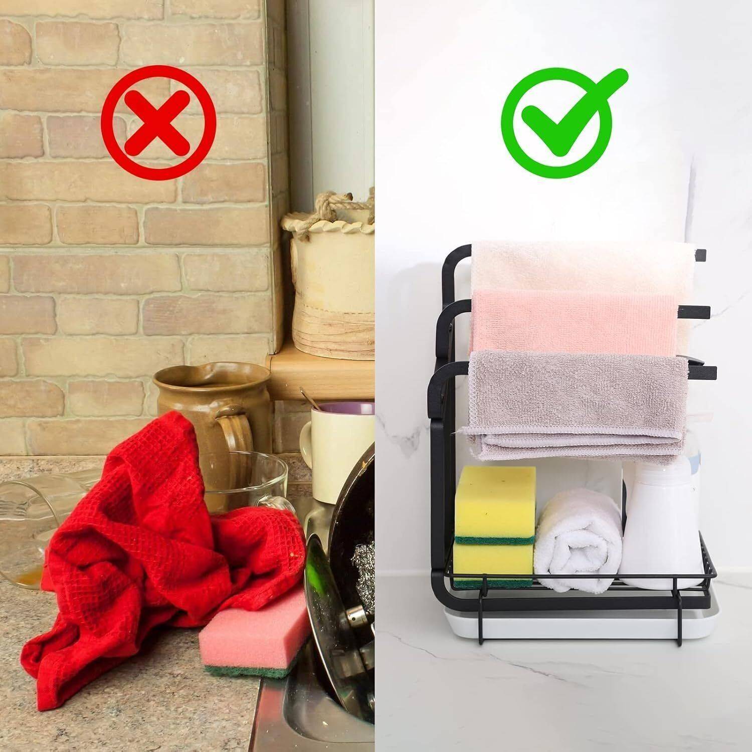 Home Elem Sink Organizer Rack with Hooks - Image 5
