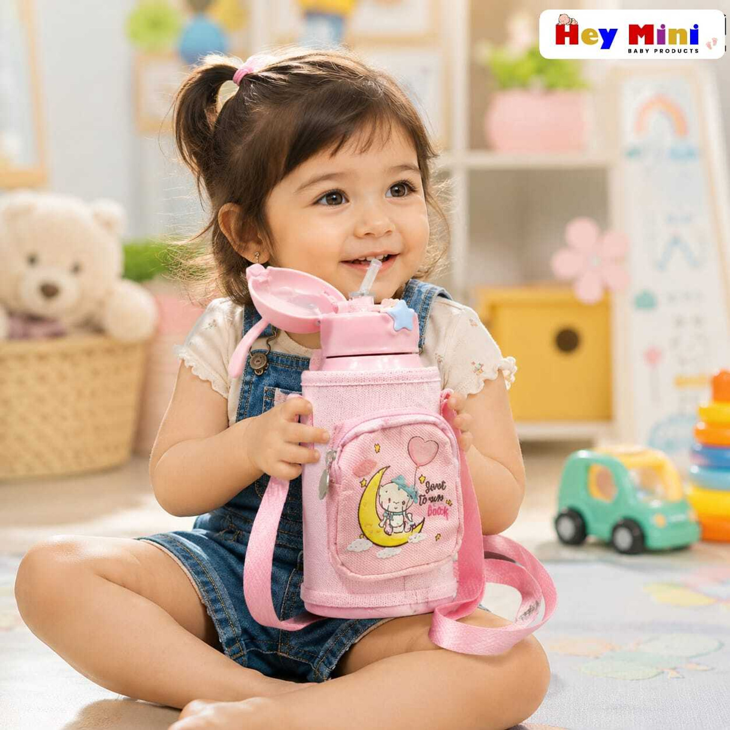 Image of Goyoku Hot & Cold Straw Sipper Water Bottle For Kids Double Walled Vacum Insulated