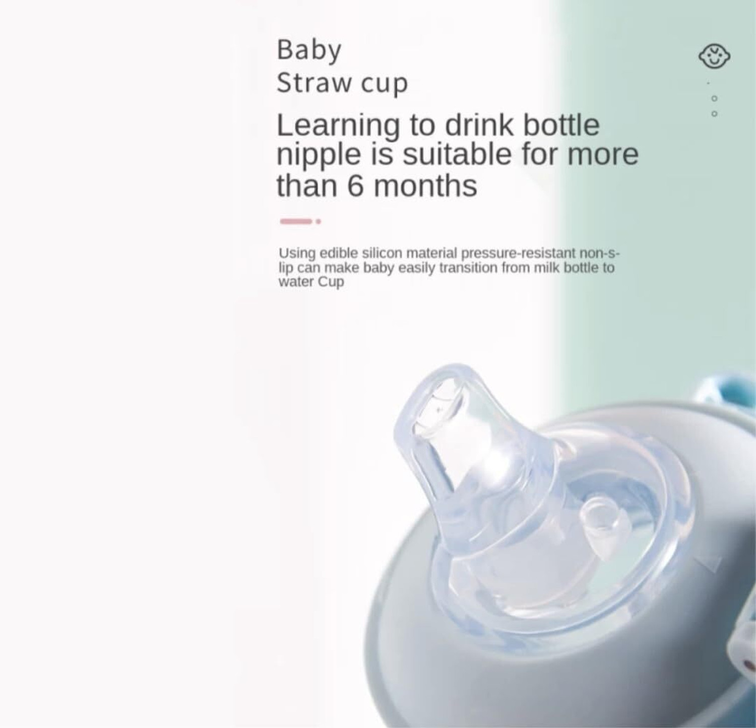 Image of Smiley mia Baby Sippy /Sipper Cup 340ml, Anti-Spill Design |Soft Silicone Spout & Straw, 6m+ - Silicone