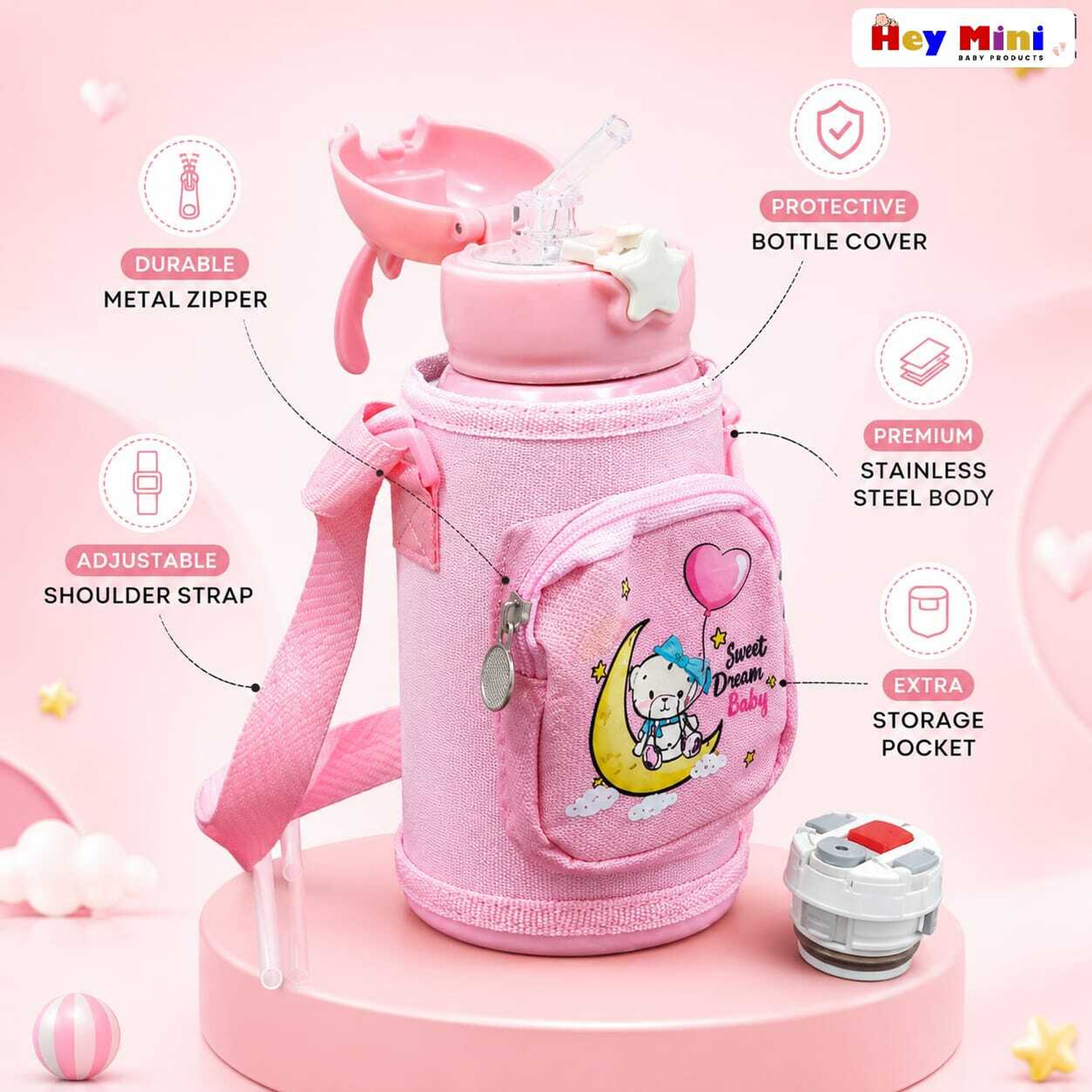 Image of Goyoku Hot & Cold Straw Sipper Water Bottle For Kids Double Walled Vacum Insulated