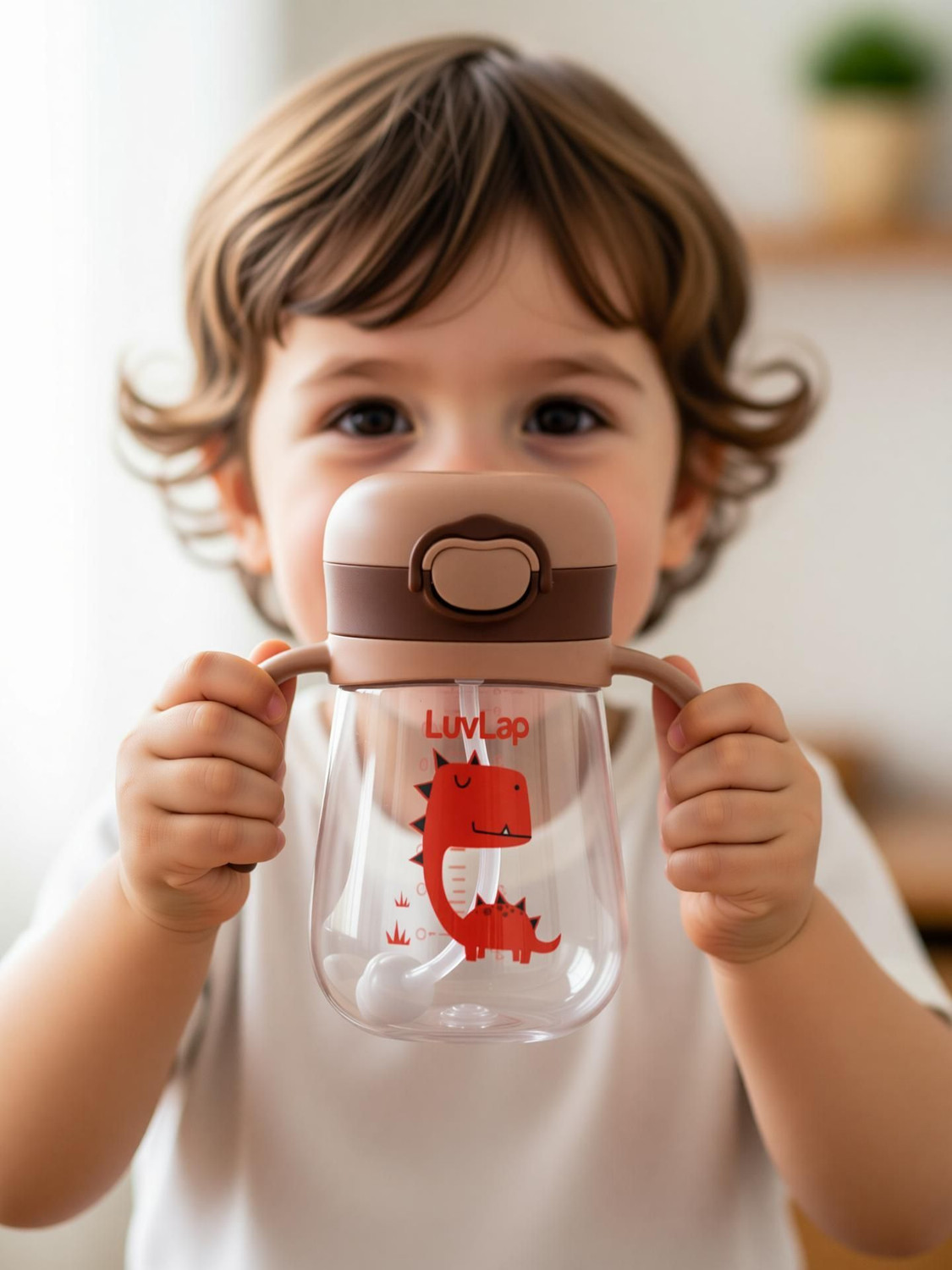 Image of LuvLap Baby Bite Resistant Soft Silicone weighted Straw Sipper Cup with Handle, 300 ml,