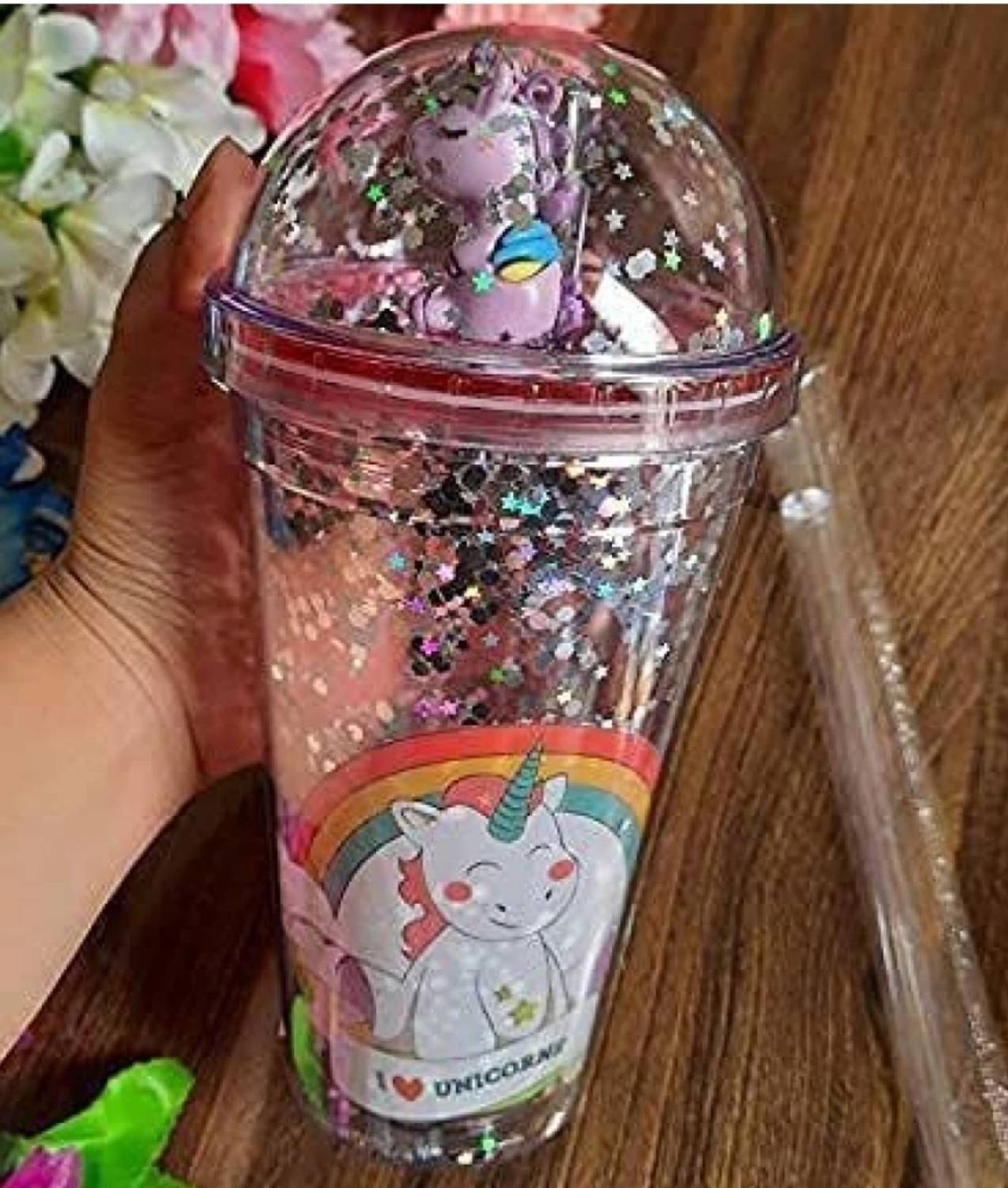 Anuragsmiley Unicorn sipper/water tumbler with straw