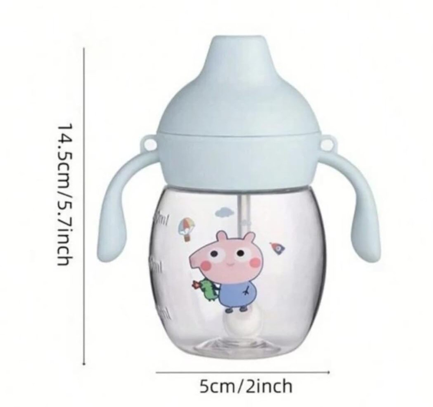 Image of Smiley mia Baby Sippy /Sipper Cup 340ml, Anti-Spill Design |Soft Silicone Spout & Straw, 6m+ - Silicone