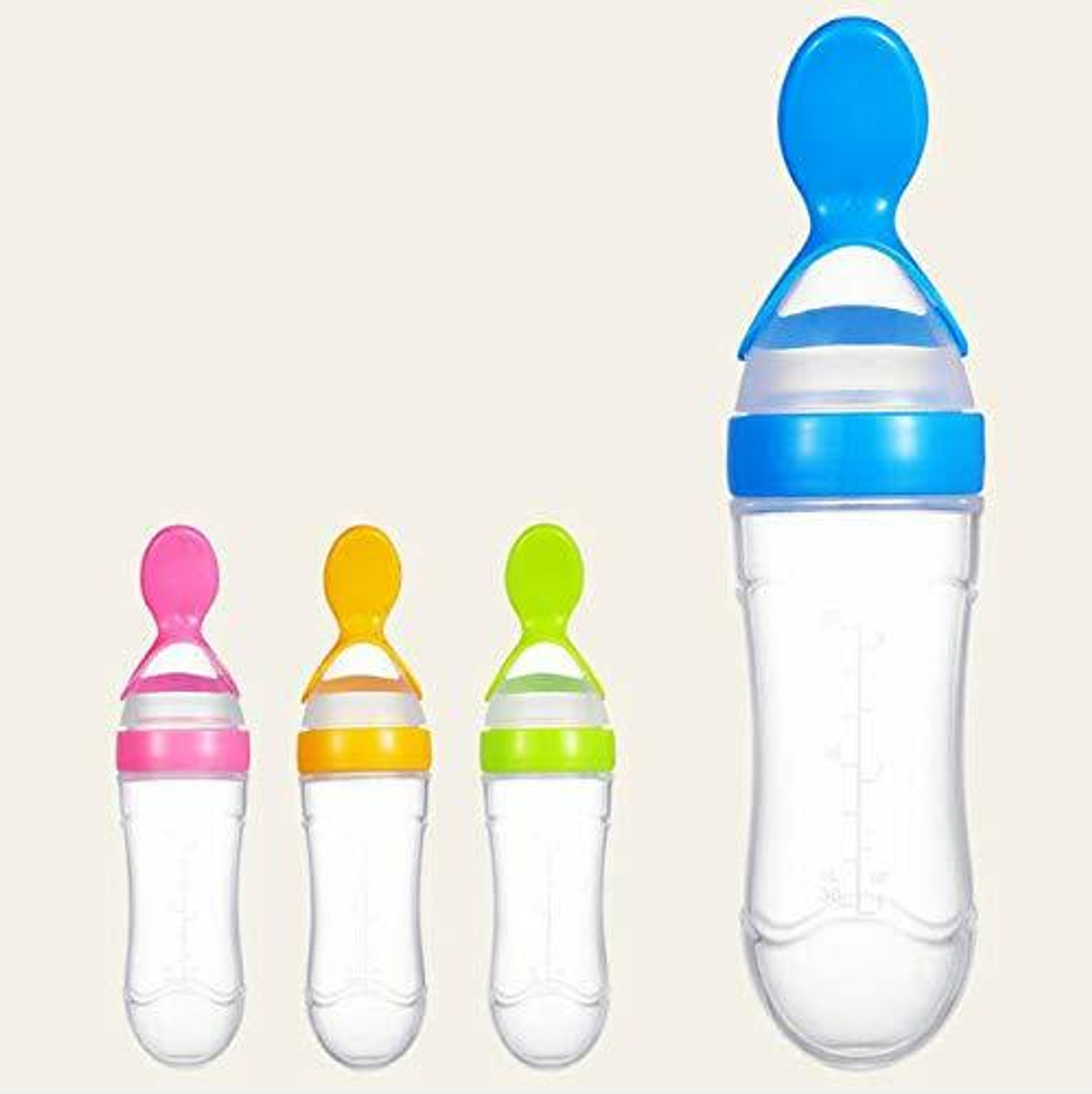 Image of Safe-o-kid Easy Squeezy Silicone Food Feeder Feeder Spoon (Soft Tip) Bottle, yellow, 90ml, Pack of 2 - silicone