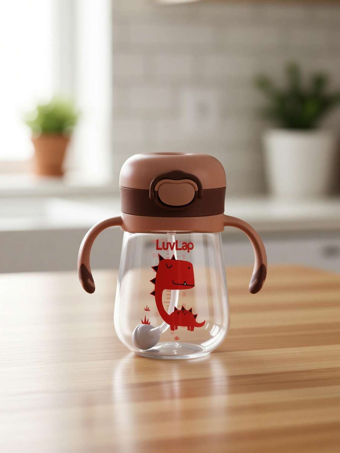 Image of LuvLap Baby Bite Resistant Soft Silicone weighted Straw Sipper Cup with Handle, 300 ml,