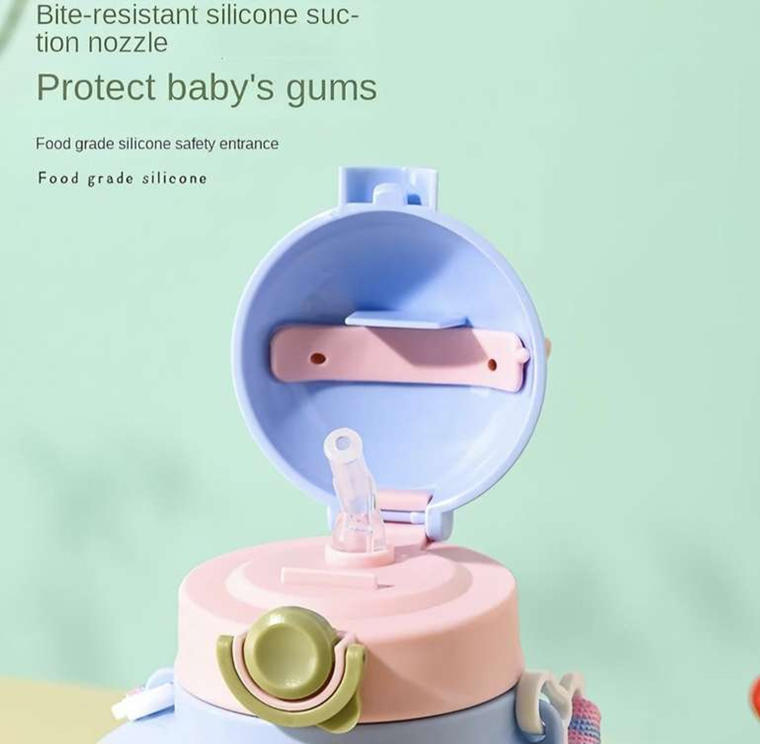 Image of Cubella wrapped in love Baby Sipper Bottle Bear Design Soft Silicone Straw with Handles & Strap