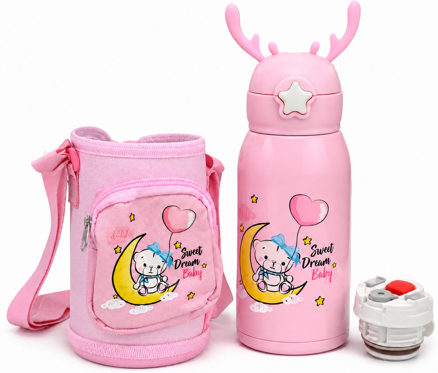 Image of Goyoku Hot & Cold Straw Sipper Water Bottle For Kids Double Walled Vacum Insulated