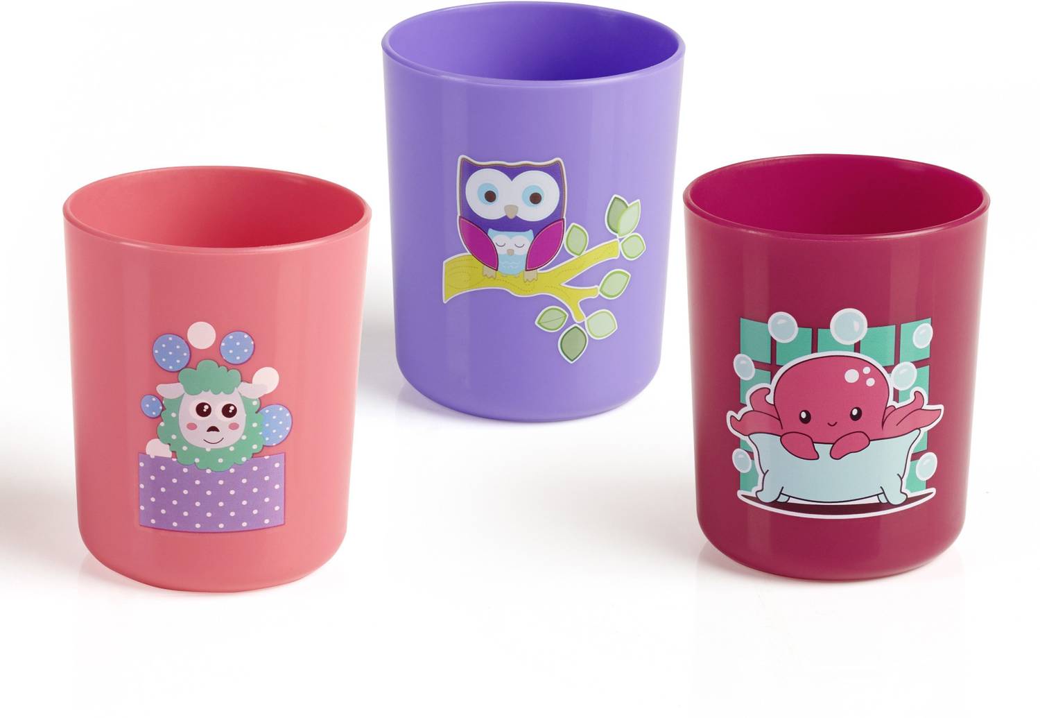 Beebaby Boo Boo Cups / Tumblers. 3pcs Set. (240 ML , 8Oz.) - Pink & Violet. 18M+