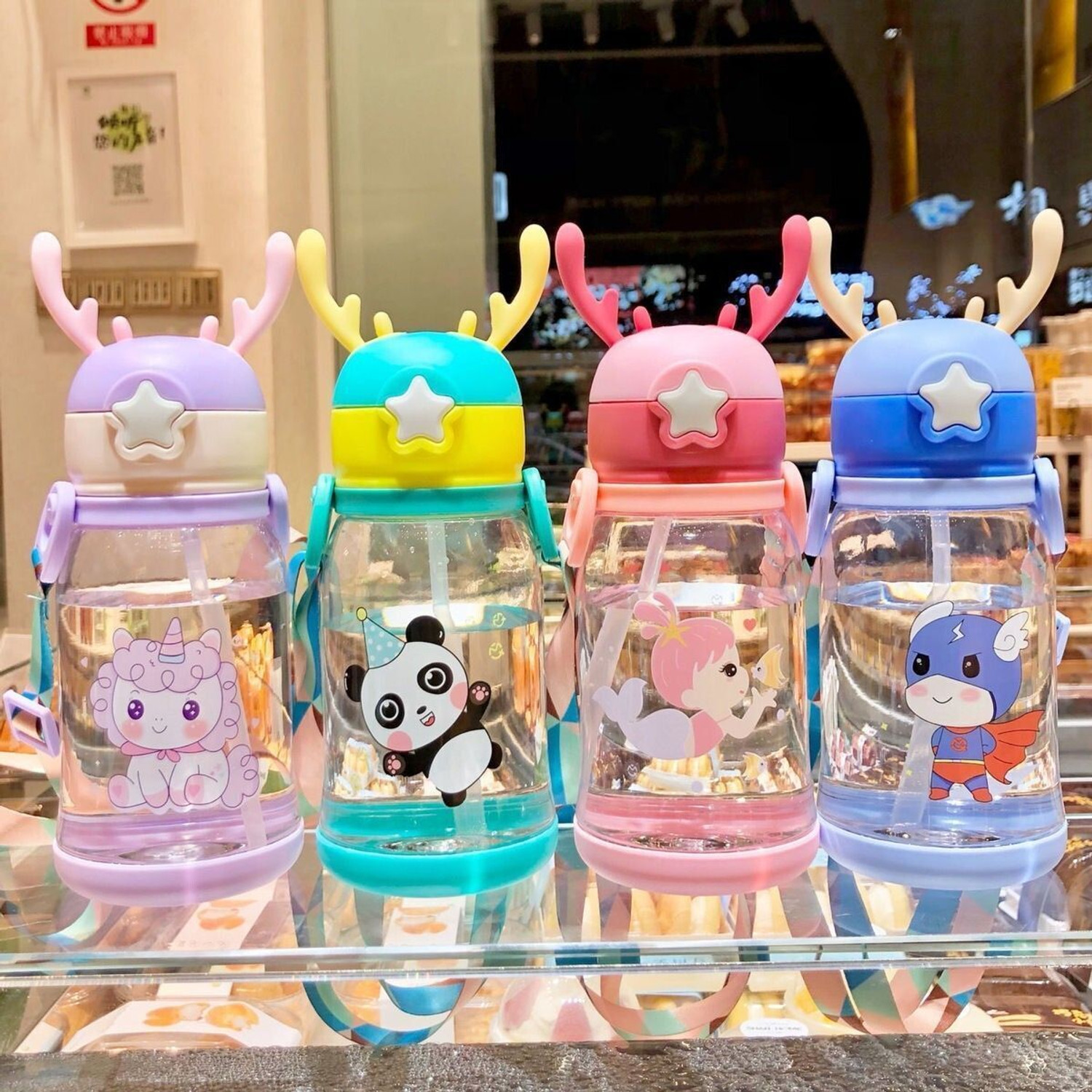 Image of THE LITTLE BUNNY HOP IN STYLE Kids Water Bottle with Straw - Leakproof & BPA-Free