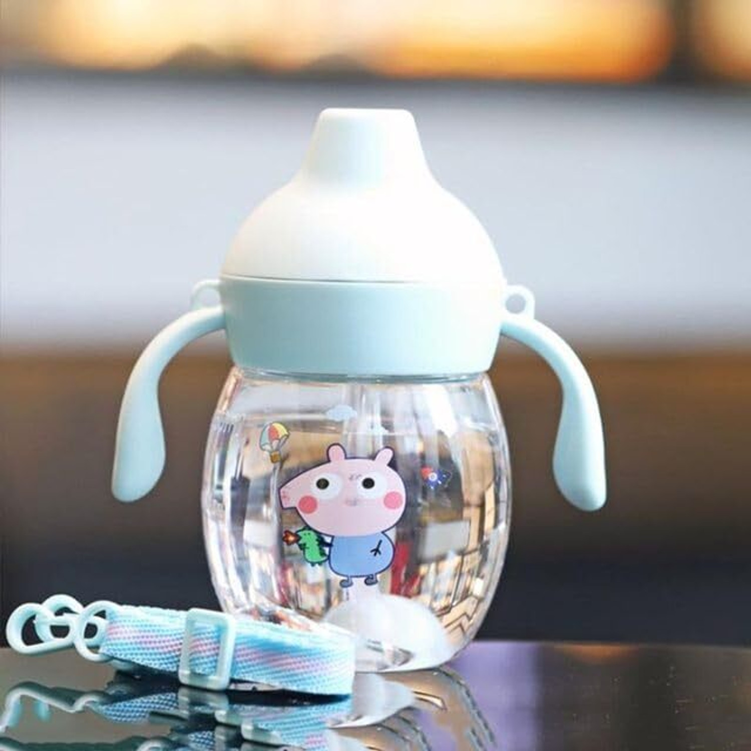 Image of Smiley mia Baby Sippy /Sipper Cup 340ml, Anti-Spill Design |Soft Silicone Spout & Straw, 6m+ - Silicone