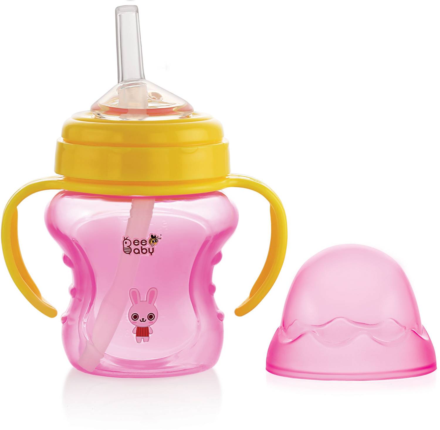 Beebaby No-Spill Flex Straw Sippy / Sipper Cup with Detachable Handle. 150 ML. (Pink)