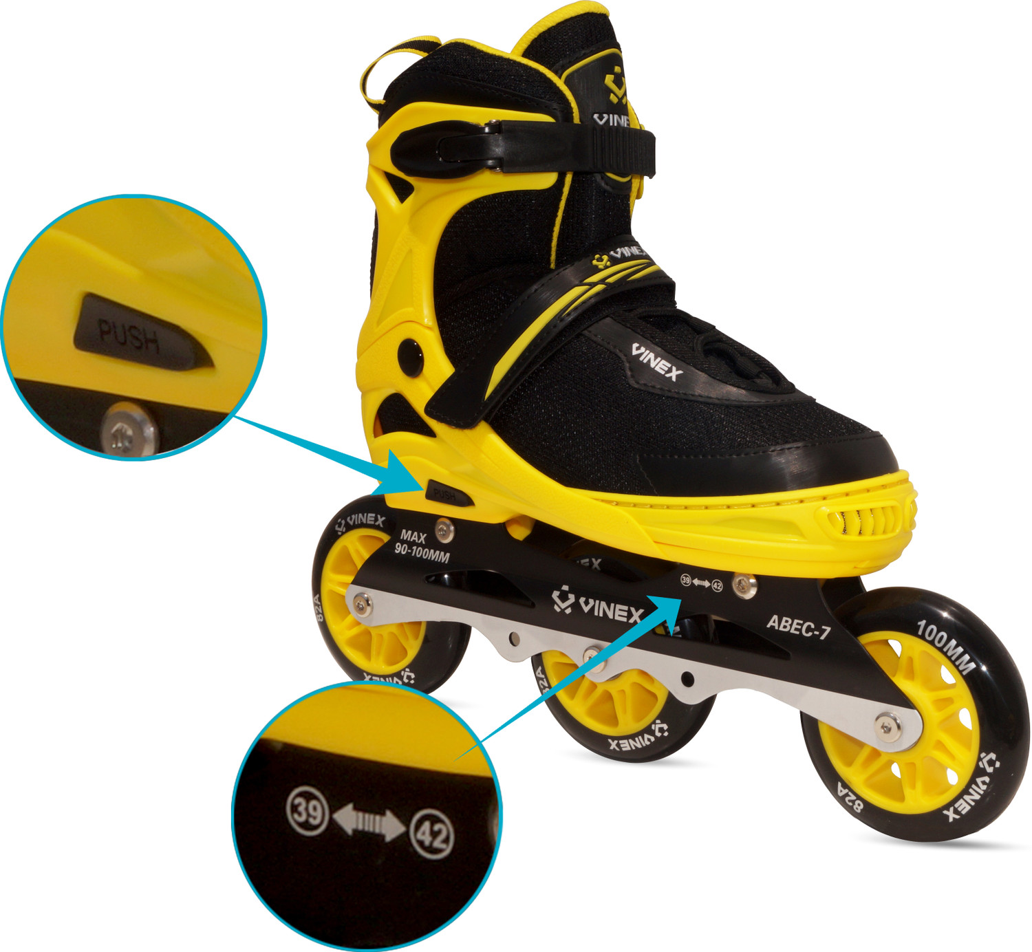 Image of VINEX Sonic Inline Skates, Comfortable & Adjustable PU Wheel Roller Skating Shoes In-line Kids, Adults