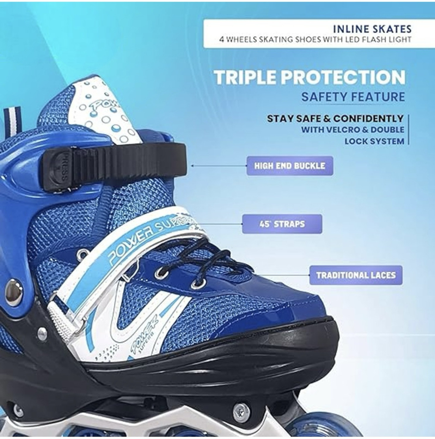Image of PVE009 In-line Adults Size 6 UK - 9 UK (Adjustable, Training, Advanced, Beginner, Intermediate, Recreational, Black)