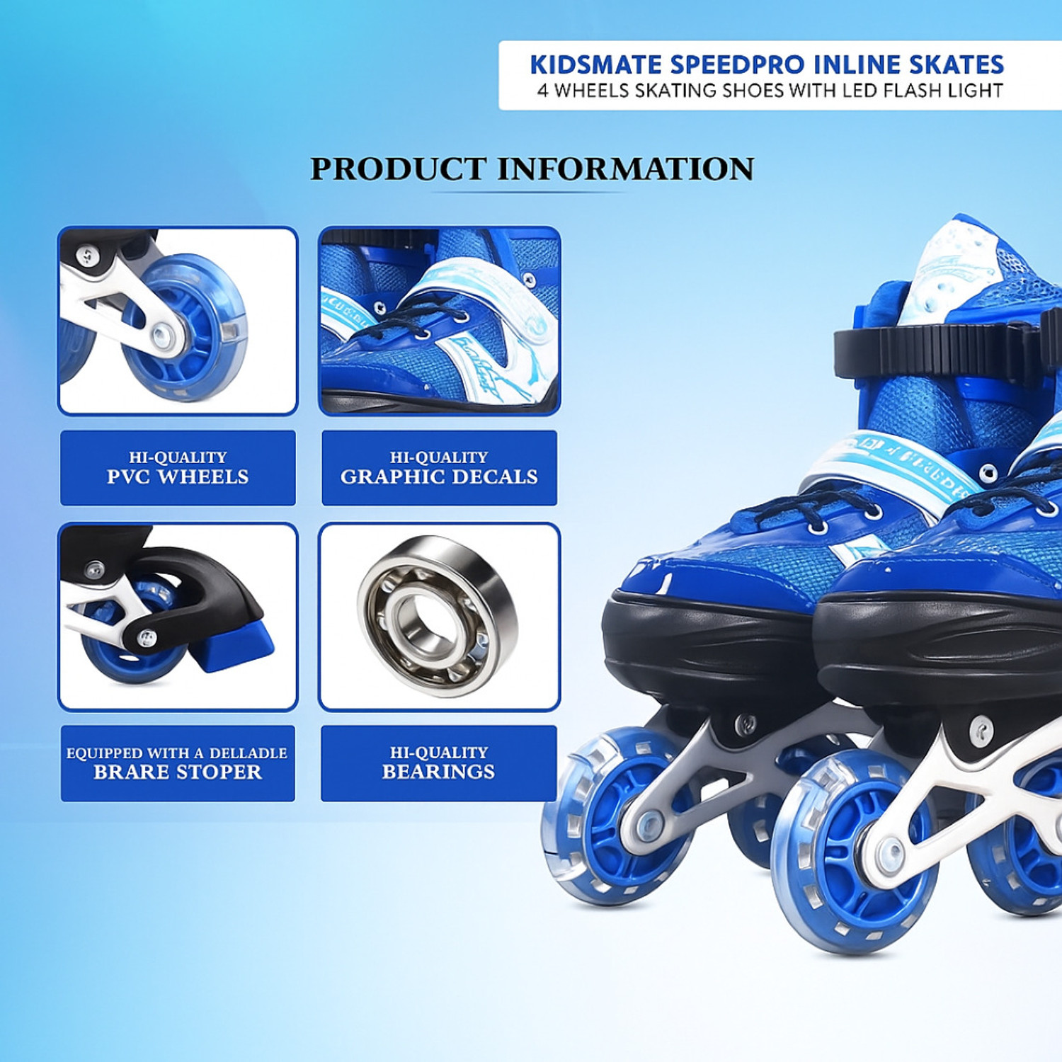 Image of ORXRO Running Shoe Skatings Shoes For kids Skatings In-line Skates In-line Kids Size 6 UK - 9 UK