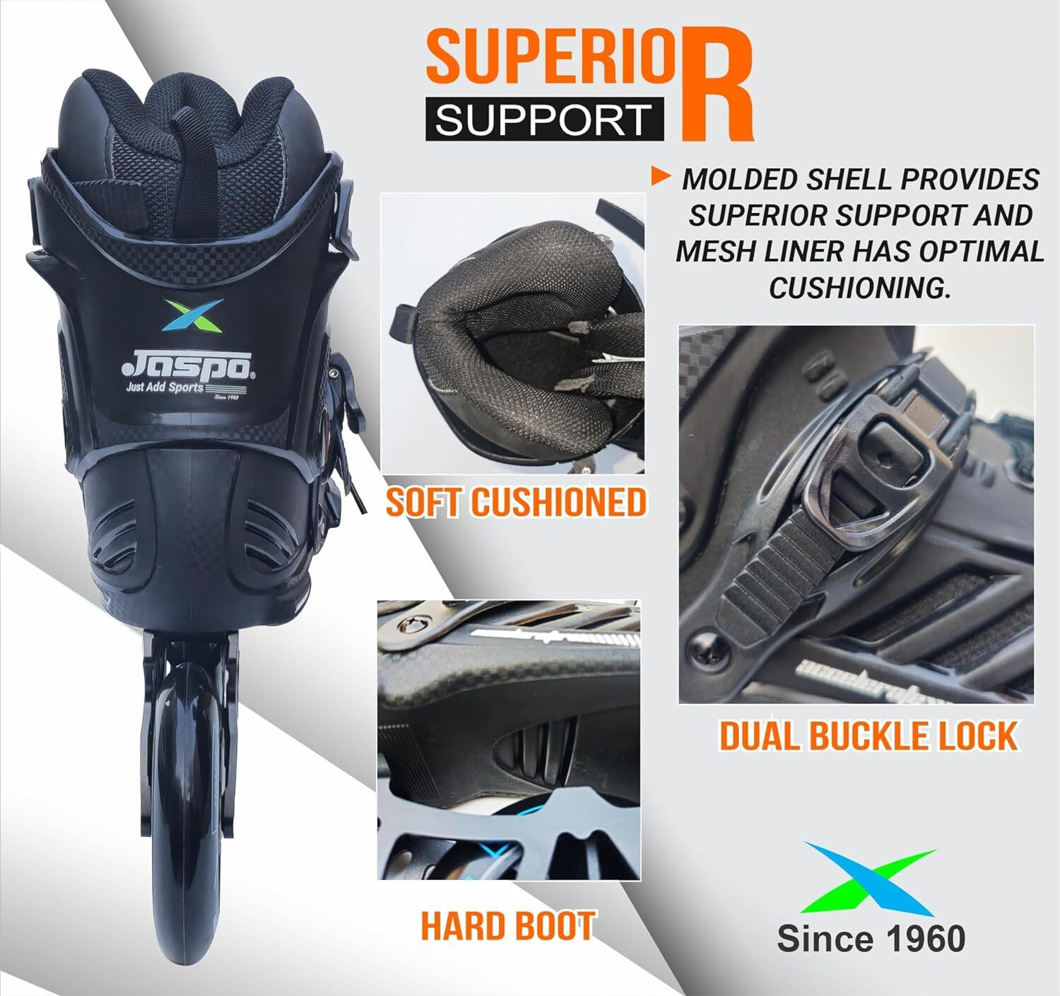 Image of Jaspo Vitesse-110 Inline Shoe Skates 3 Wheels Inline 110mm Roller Skates In-line Adults