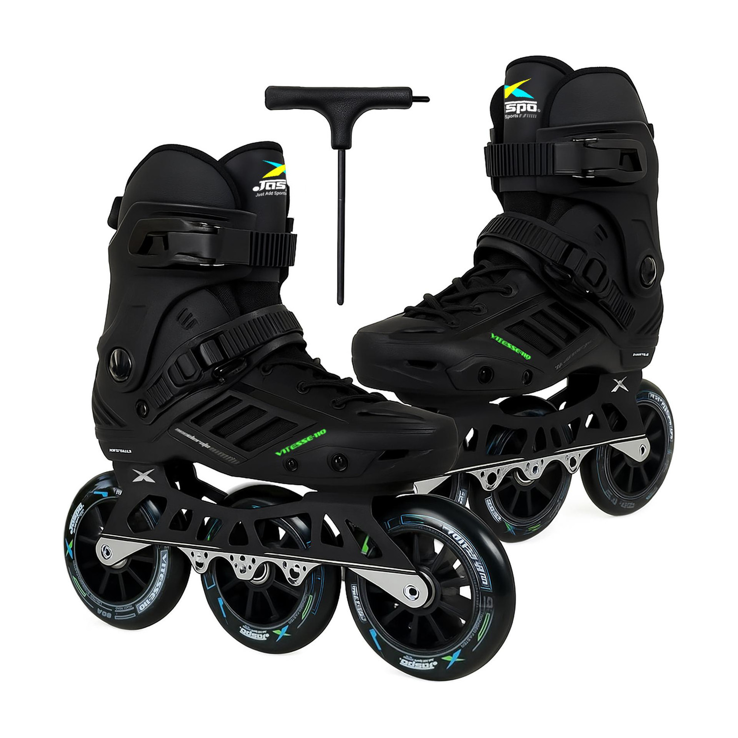 Image of Jaspo Vitesse-110 Inline Shoe Skates 3 Wheels Inline 110mm Roller Skates In-line Adults Size 4.5 UK - 5.5 UK