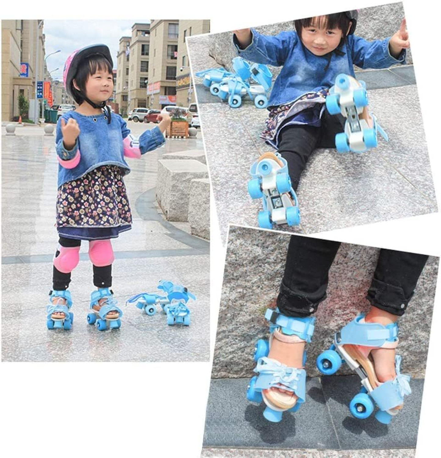 Image of KAVANA Roller skates for boys and girls in line skating shoe. Quad Roller Skates 1B Quad Roller Kids Size 6 UK - 12 UK