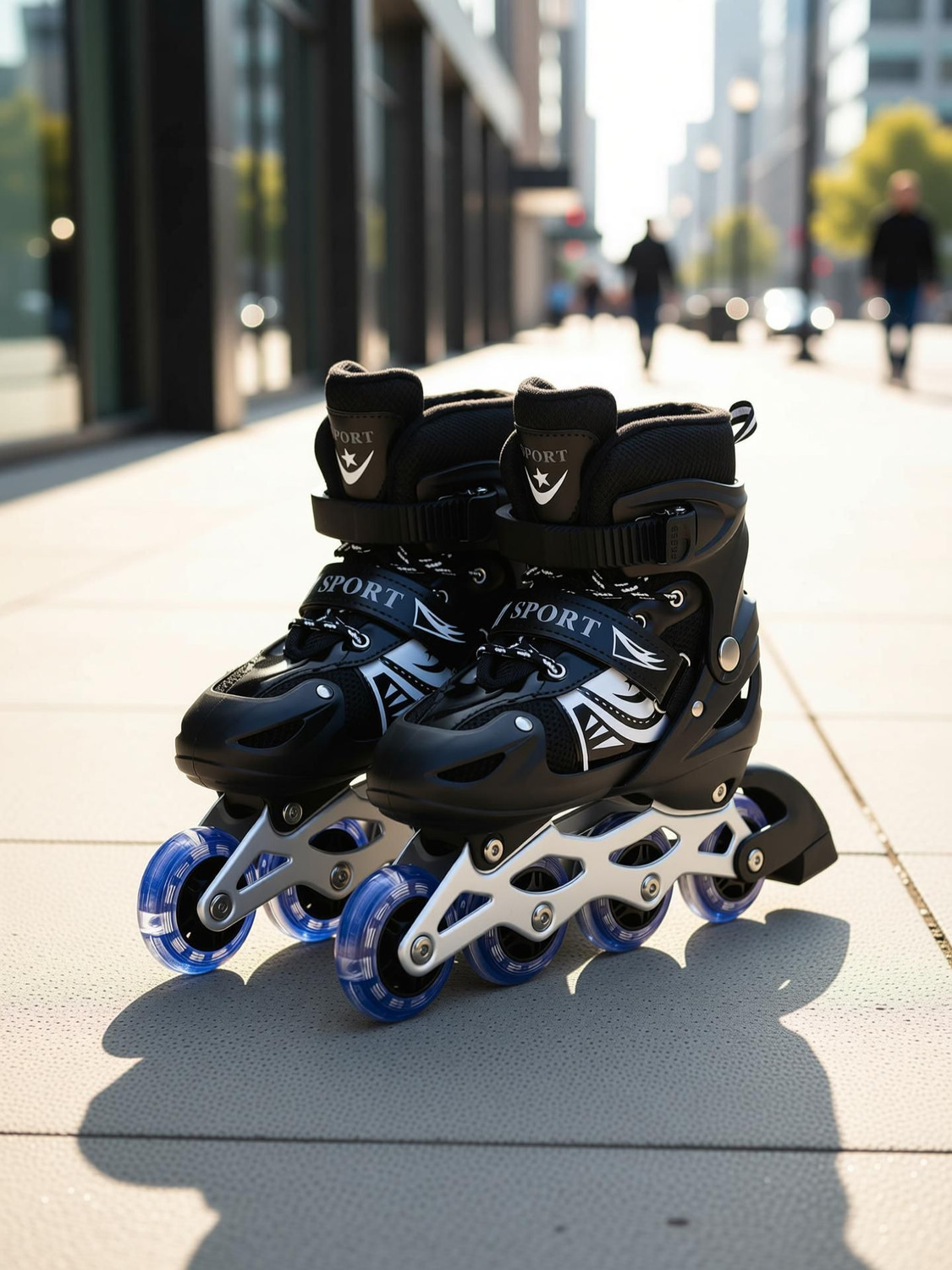 Image of PVE Hight Quality Inline Blue Color Skating, Skates Size Adjustable Aluminum-Alloy In-line Adults Size 6 UK - 9 UK