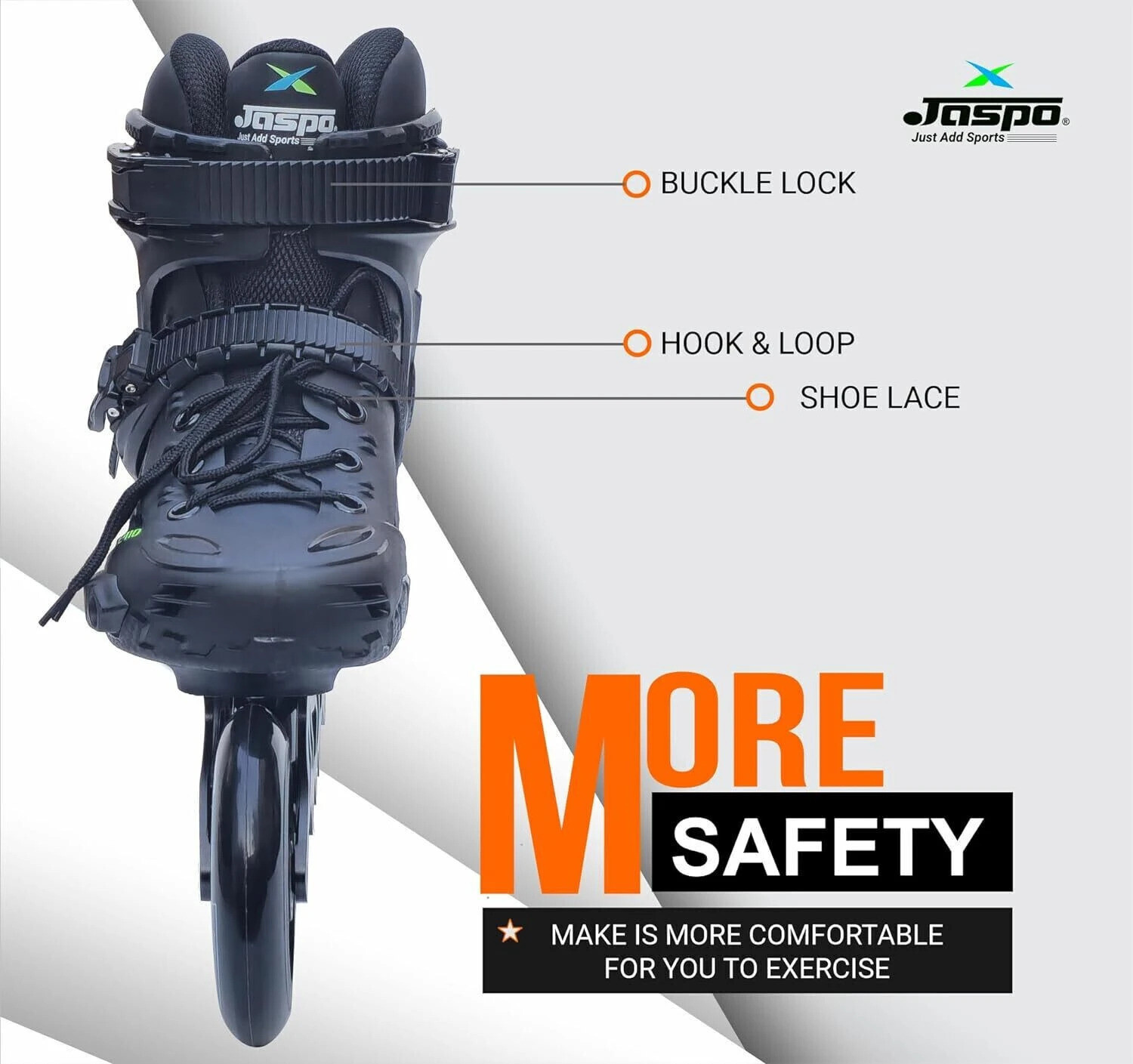 Image of Jaspo Vitesse-110 Inline Shoe Skates 3 Wheels Inline 110mm Roller Skates In-line Adults Size 4.5 UK - 5.5 UK