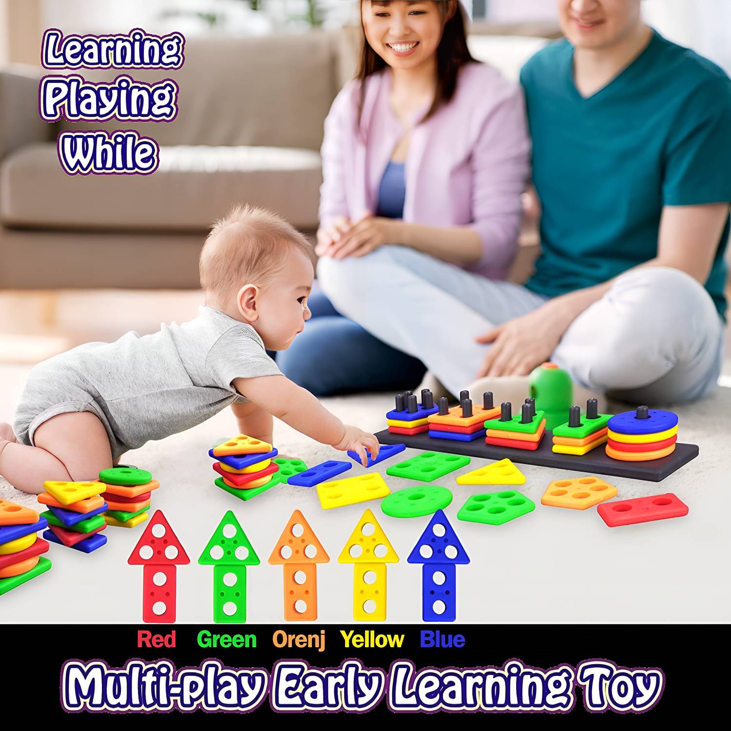BHVMEY Montessori Geometric Shapes and Counting Toy
