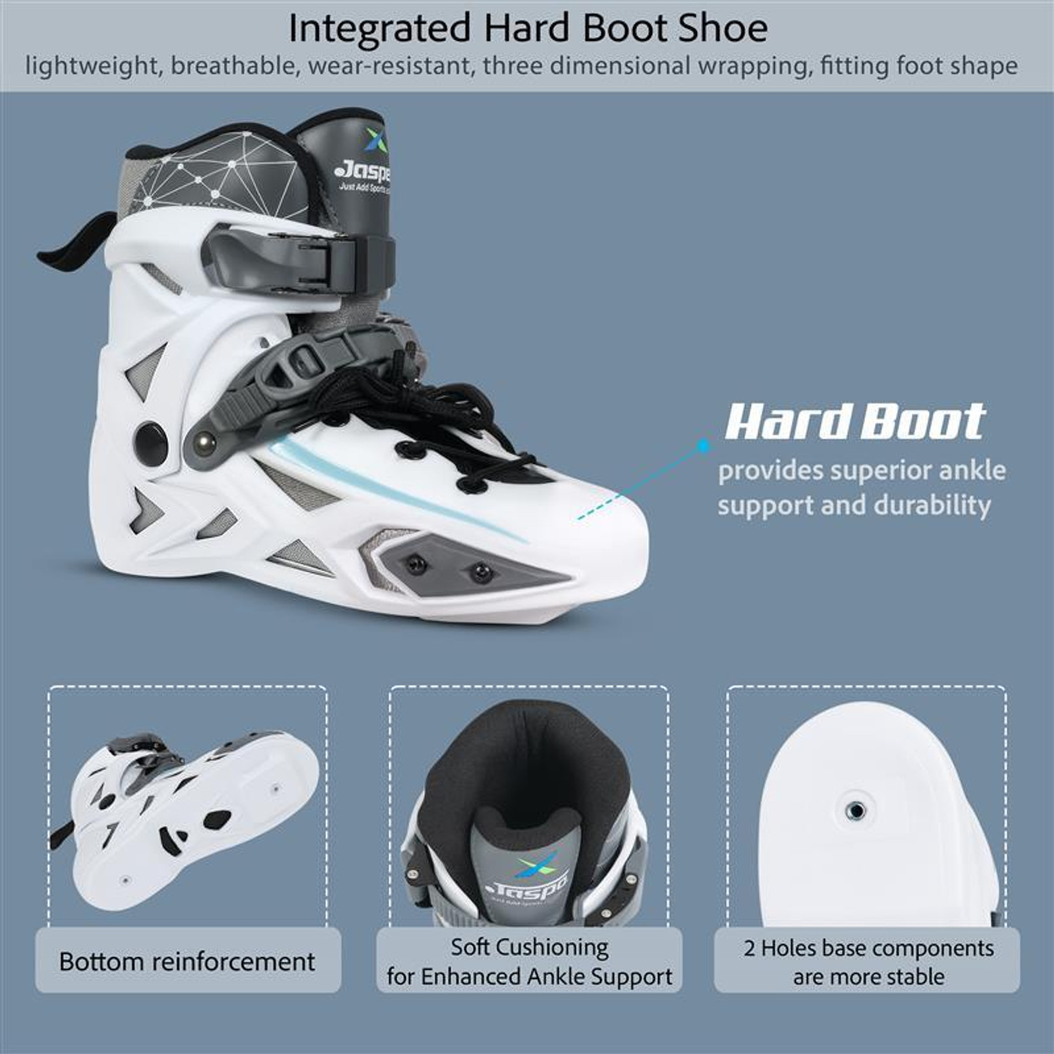 Image of Jaspo Hylux Professional Inline Skates,ABEC-7 Bearings,80mm 85A Wheels,Aluminium Frame In-line Kids Size 5 UK - 7 UK