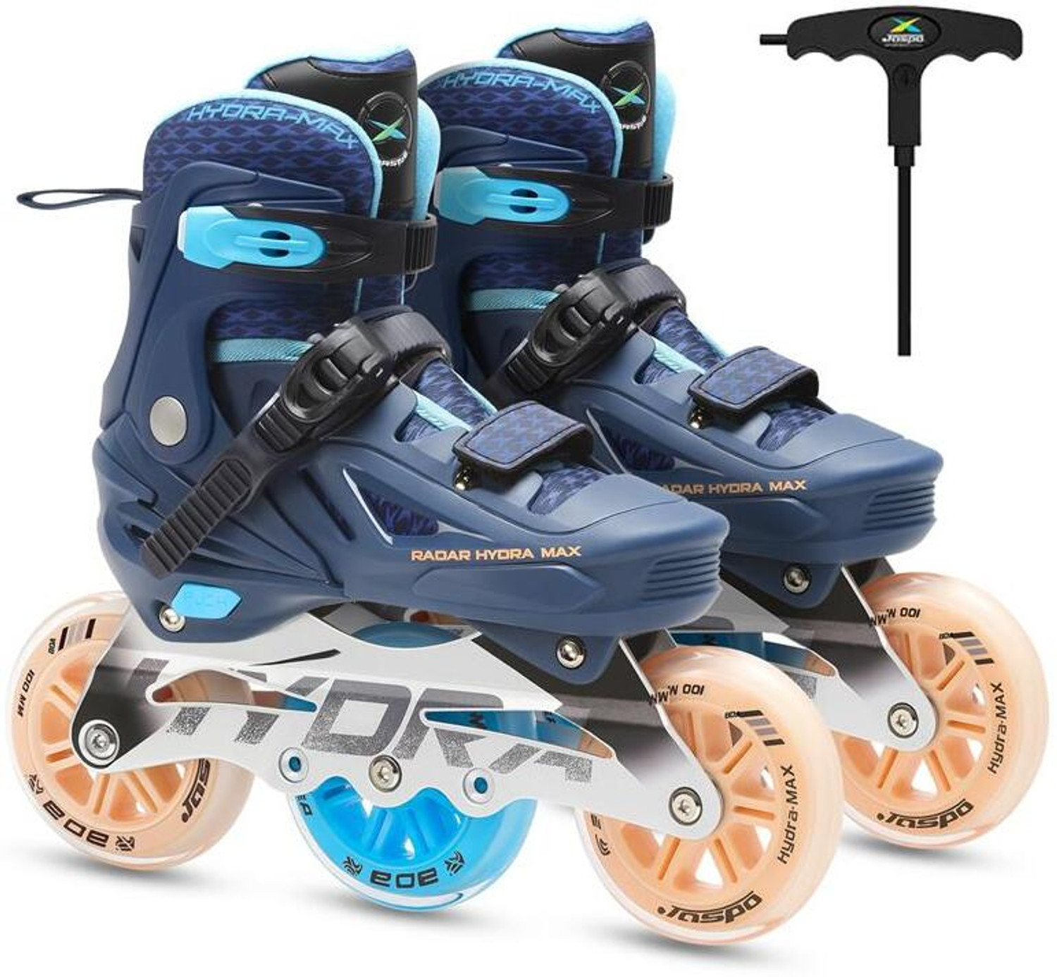 Image of Jaspo Radar Edge 100mm Adjustable Inline Skates, Aluminium Frame, ABEC-7 Bearing In-line Adults Size 9 UK - 11 UK