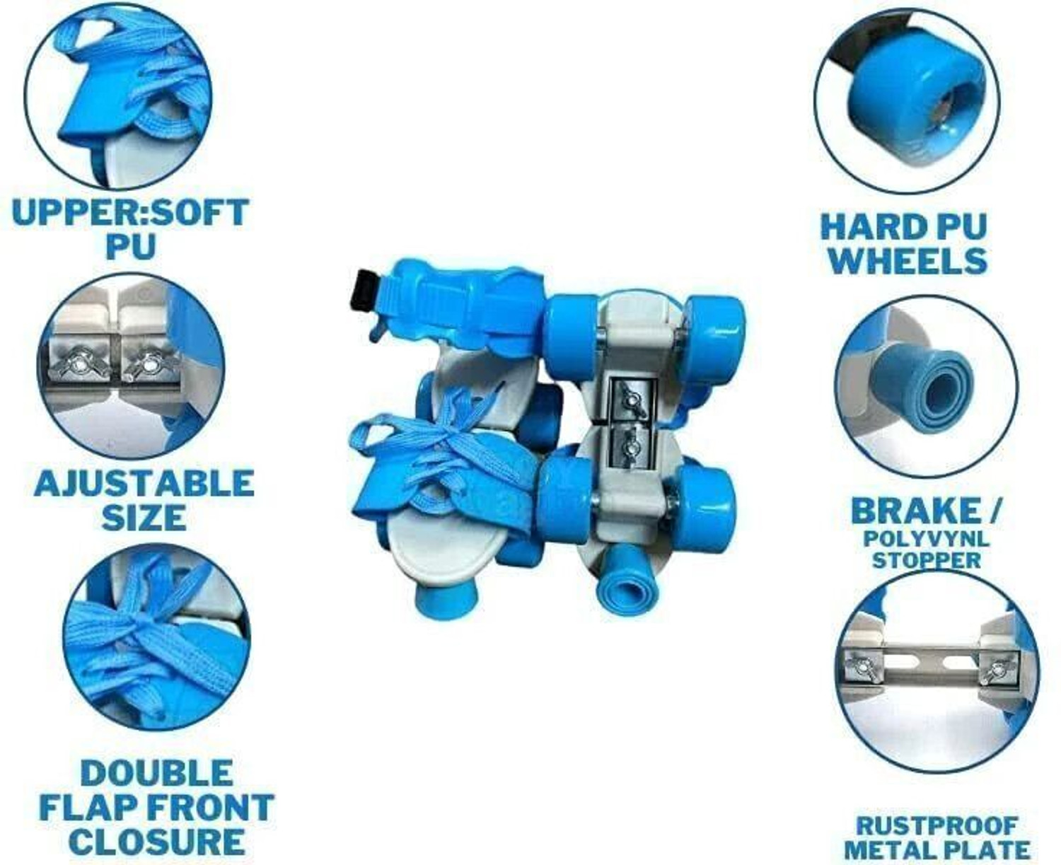 Image of PETRICHOR Roller Skates with Break for Boys and Girls Adjustable Inline Skating Shoes Shoe Kids Size 3 UK - 6 UK