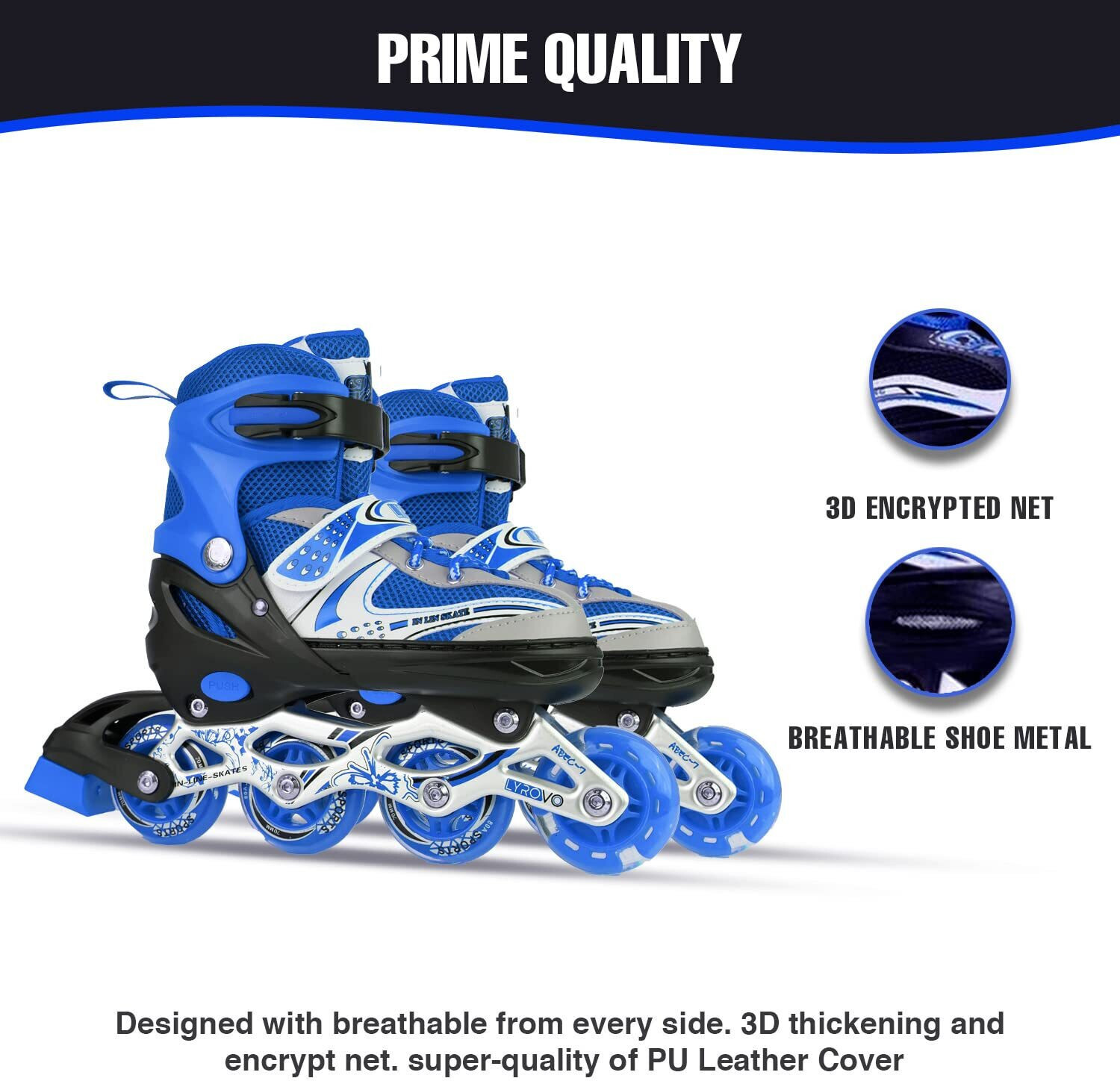 Image of MILONI USA Hight Quality Size Adjustable Aluminum-Alloy In-line Adults Size 6 UK - 9 UK