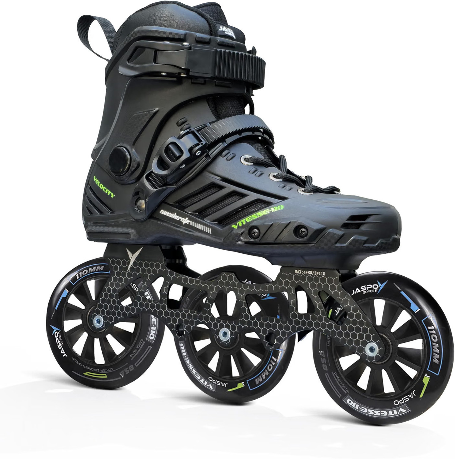 Image of Jaspo Vitesse-110 Inline Shoe Skates 3 Wheels Inline 110mm Roller Skates In-line Adults Size 8.5 UK - 10 UK