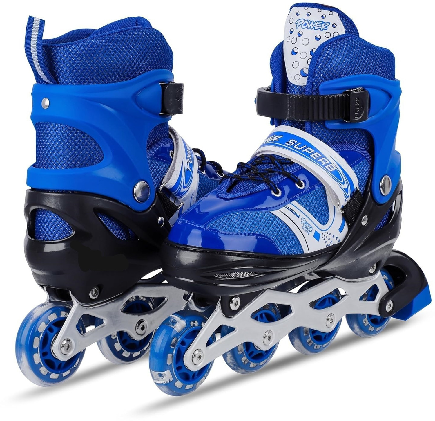 KOJERAFASHION Skates with PU Flashing Wheel Aluminum Body in-Line Skates Shoe Adults Size 9 UK - 6 UK