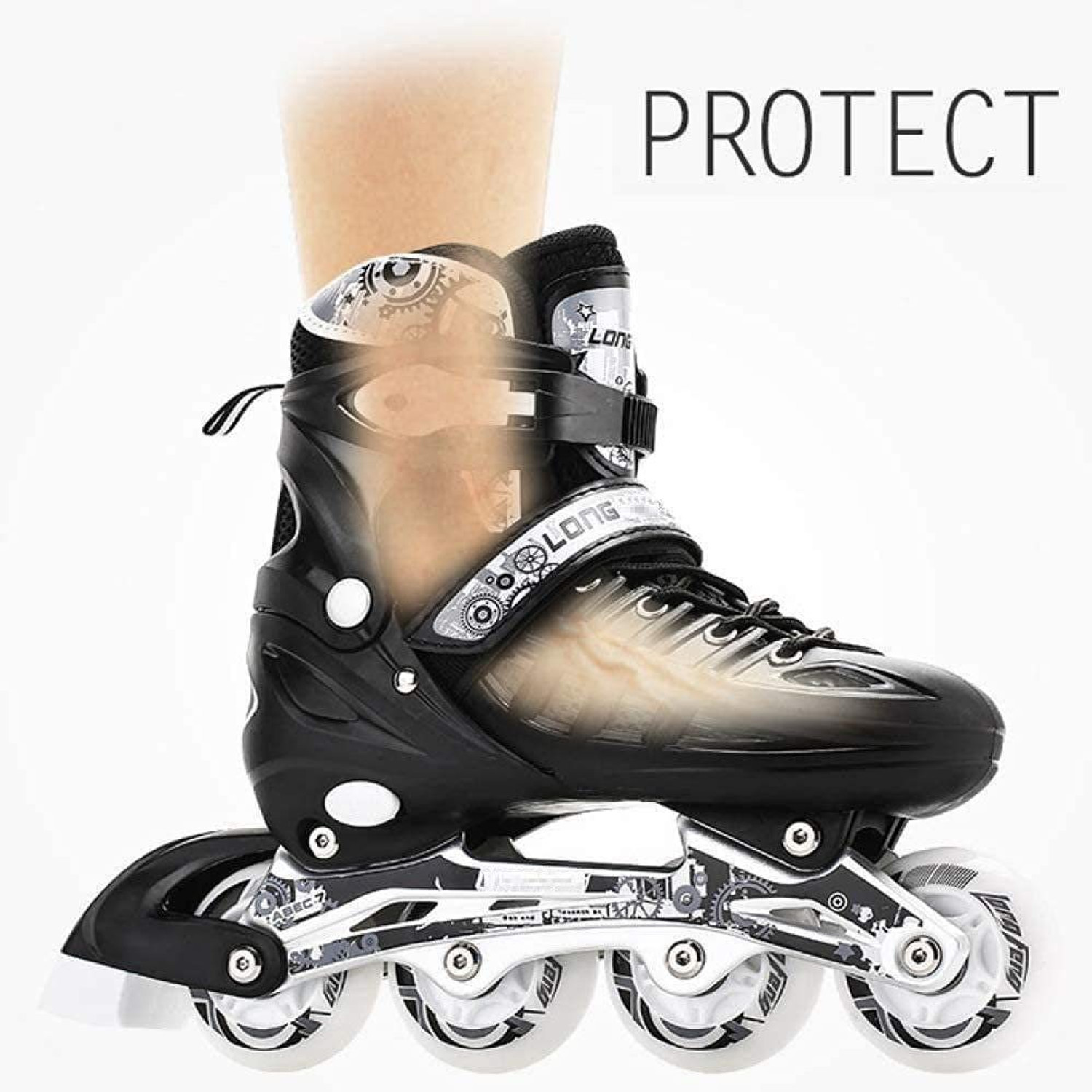 Image of DolbyCreation Sparkle Adjustable Inline Skates with Front Light up Wheels In-line Adults