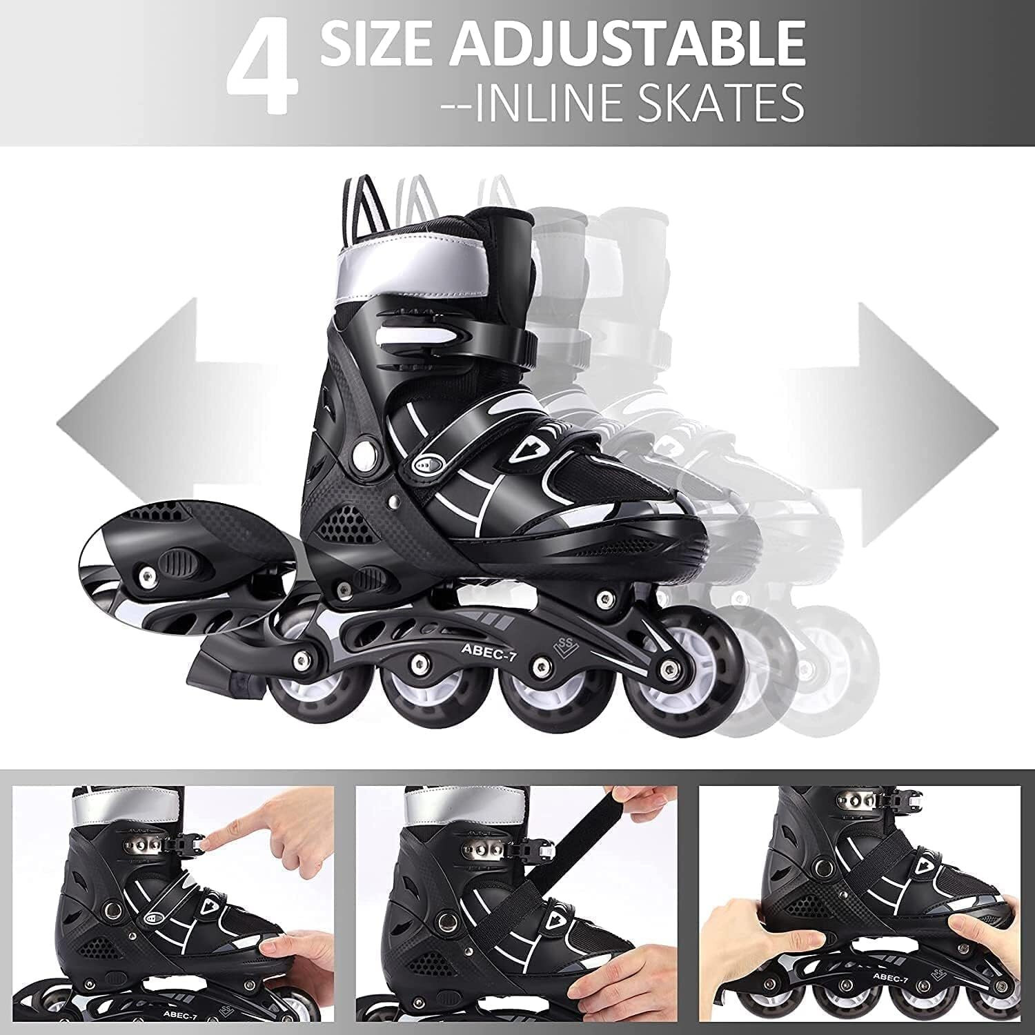 Image of DolbyCreation Sparkle Adjustable Inline Skates with Front Light up Wheels In-line Adults