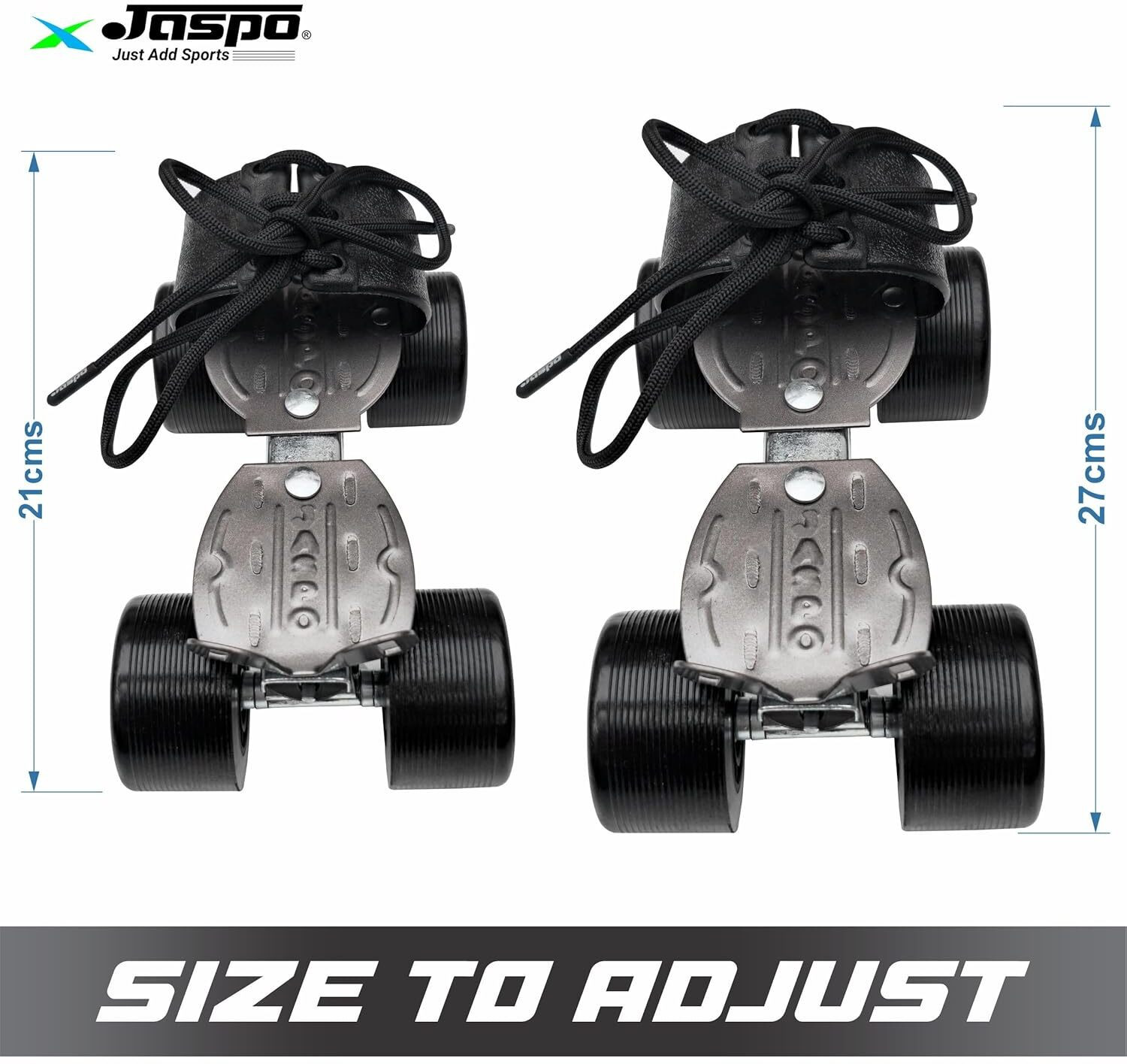 Image of Jaspo Big Boss Adjustable Quad Roller Skates Suitable for Age Group Quad Roller Kids Size 1 UK - 7 UK