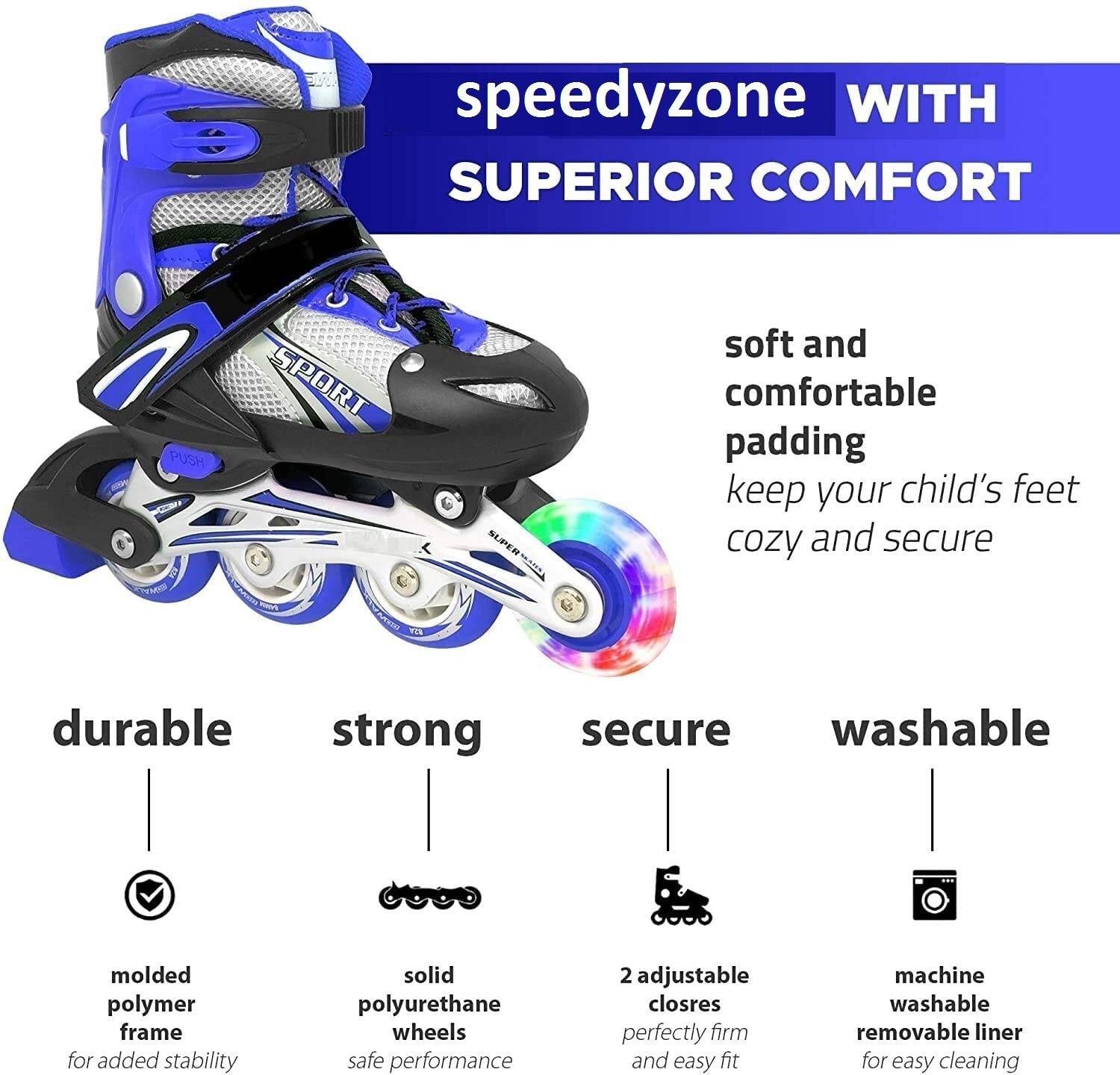 SPEEDYZONE Inline Skates Size 38-42, Blue - Image 4