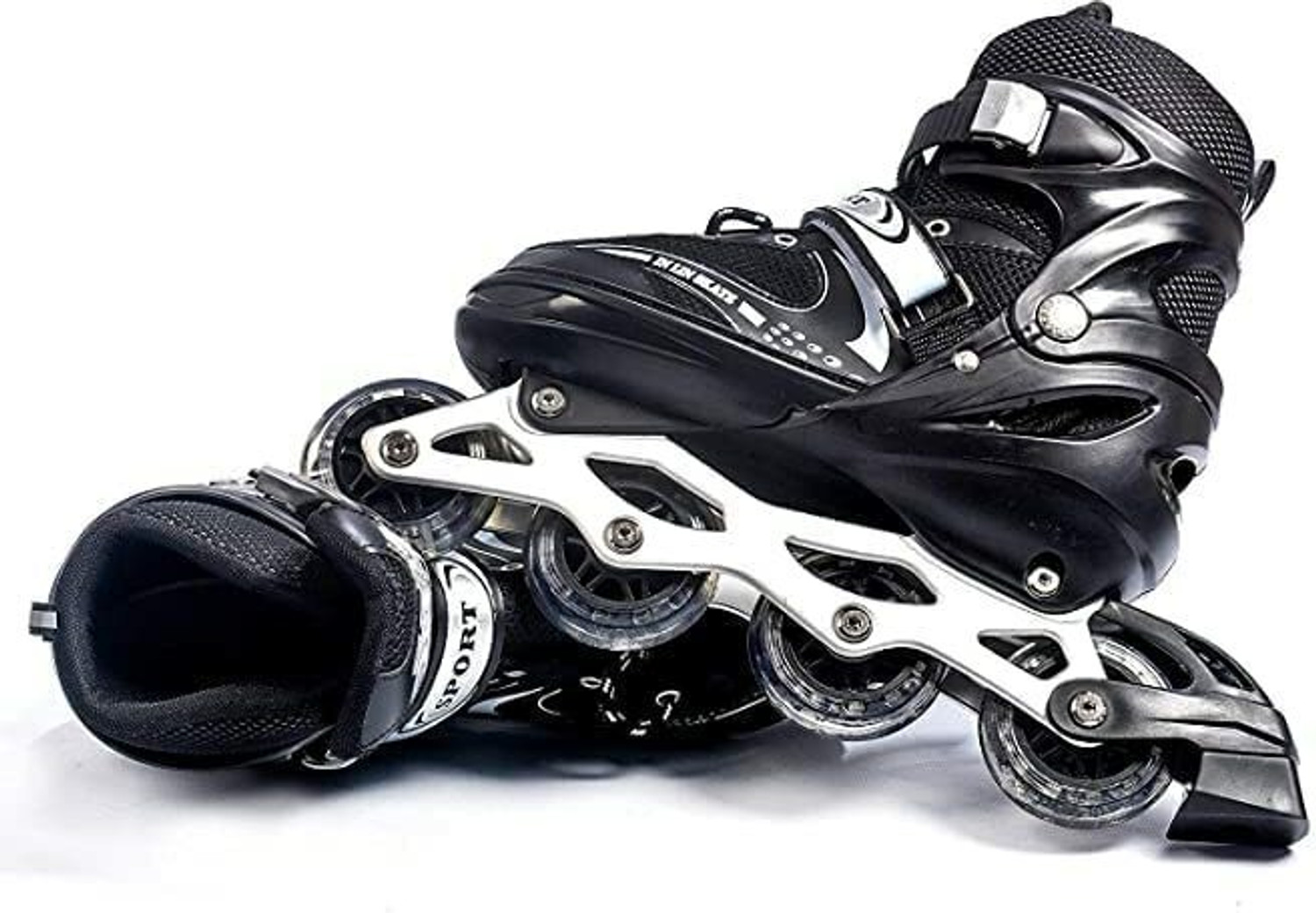 Image of KOJERAFASHION Skates with Flashing Wheel Aluminum Body in-Line Skates\ Shoe Adults Size 6 UK - 9 UK