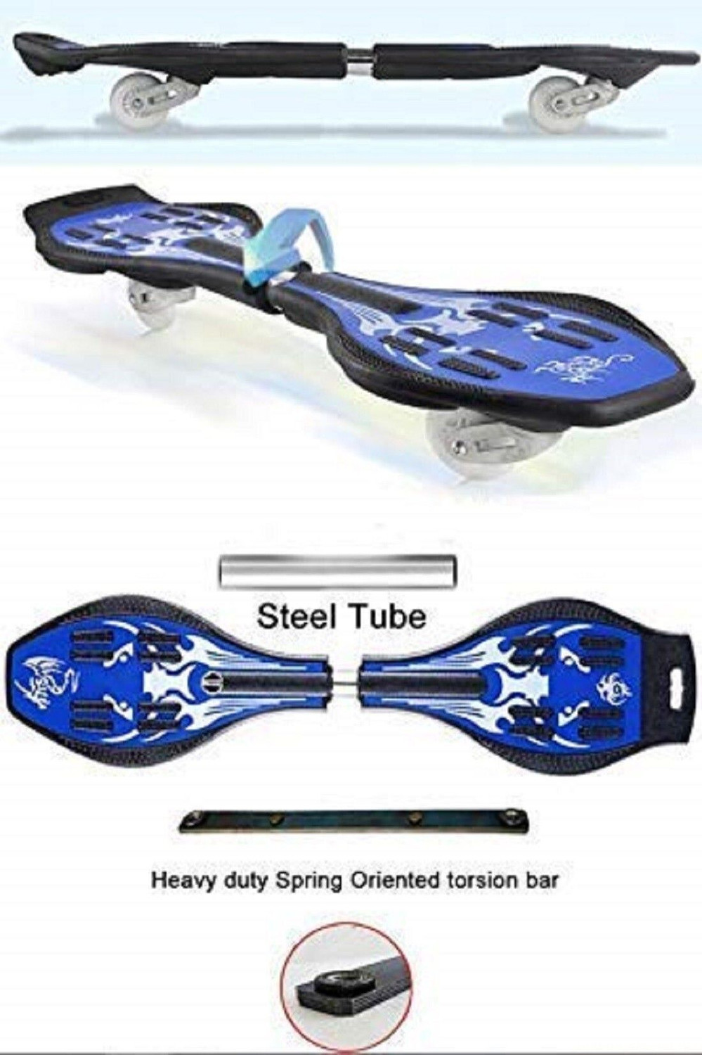 Image of Manhir Enterprise Wave Board | Caster Board | Ripstick | Skate Board 30 X 9 Inch with Carry Bag & 80mm Illuminating PU Wheels with 100KG Capacity (Black Fire) (Special Edition Wave Board) 10 inch x 20 inch Skateboard 10 inch x 20 inch Skateboard ( Pack of 1) 20 inch x 10 inch Skateboard