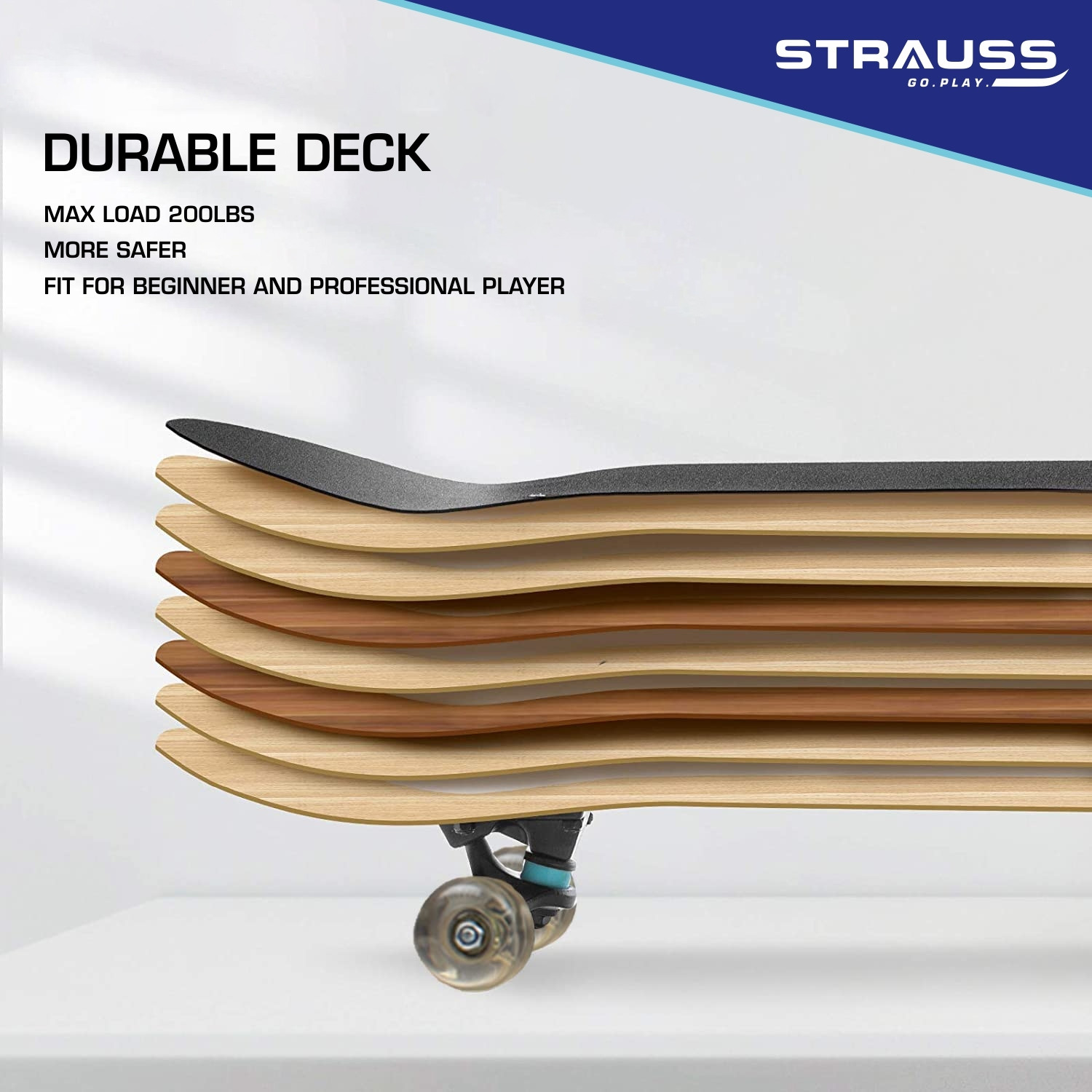 Image of Strauss Bronx BT Skateboard | Skate Boards For Boys | Skateboards For Kids & Teens 8 inch x 31 inch Skateboard