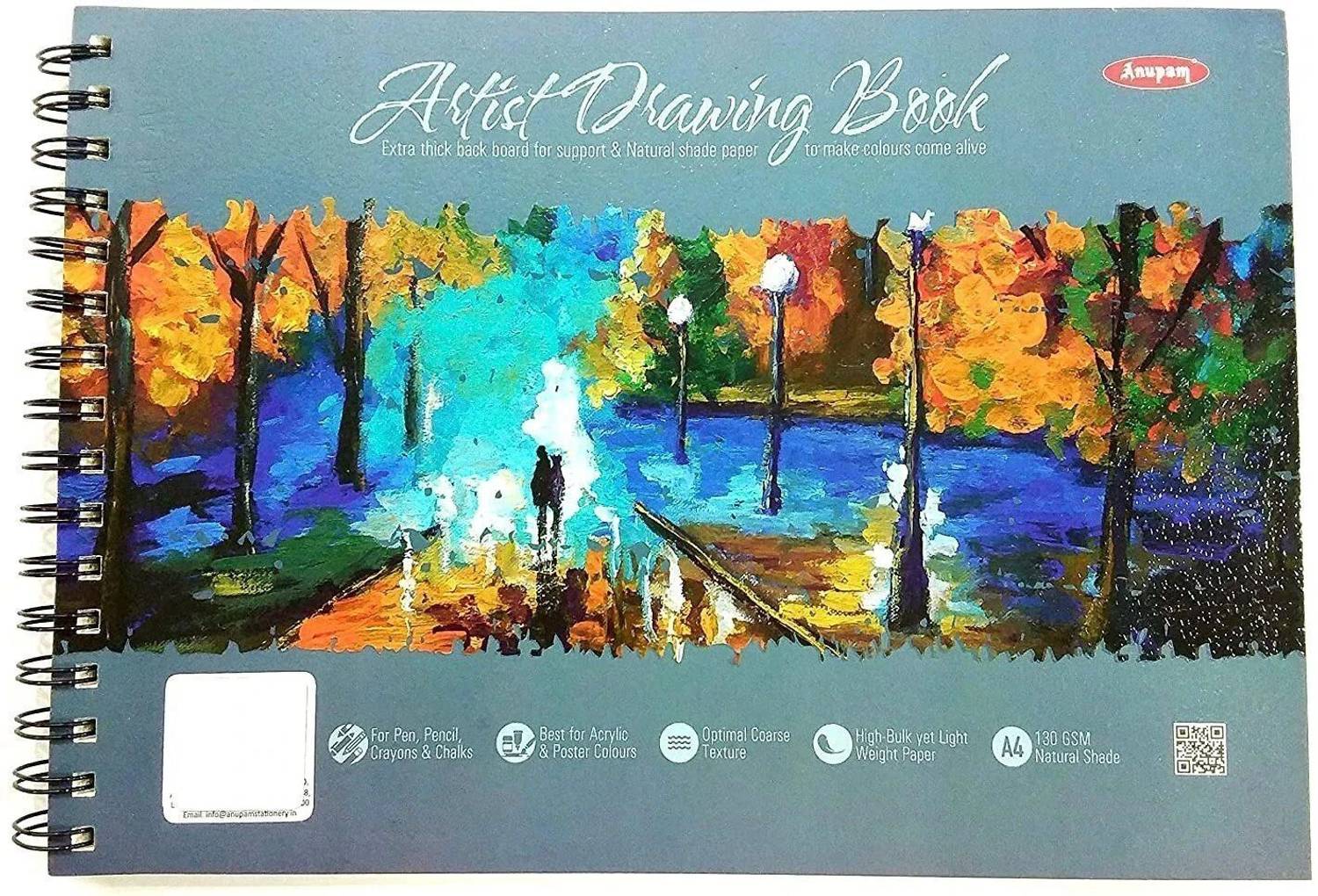 ANUPAM Artist Drawing Book A4 Acid-Free Cartridge Paper for Sketching Wiro Binding Sketch Pad