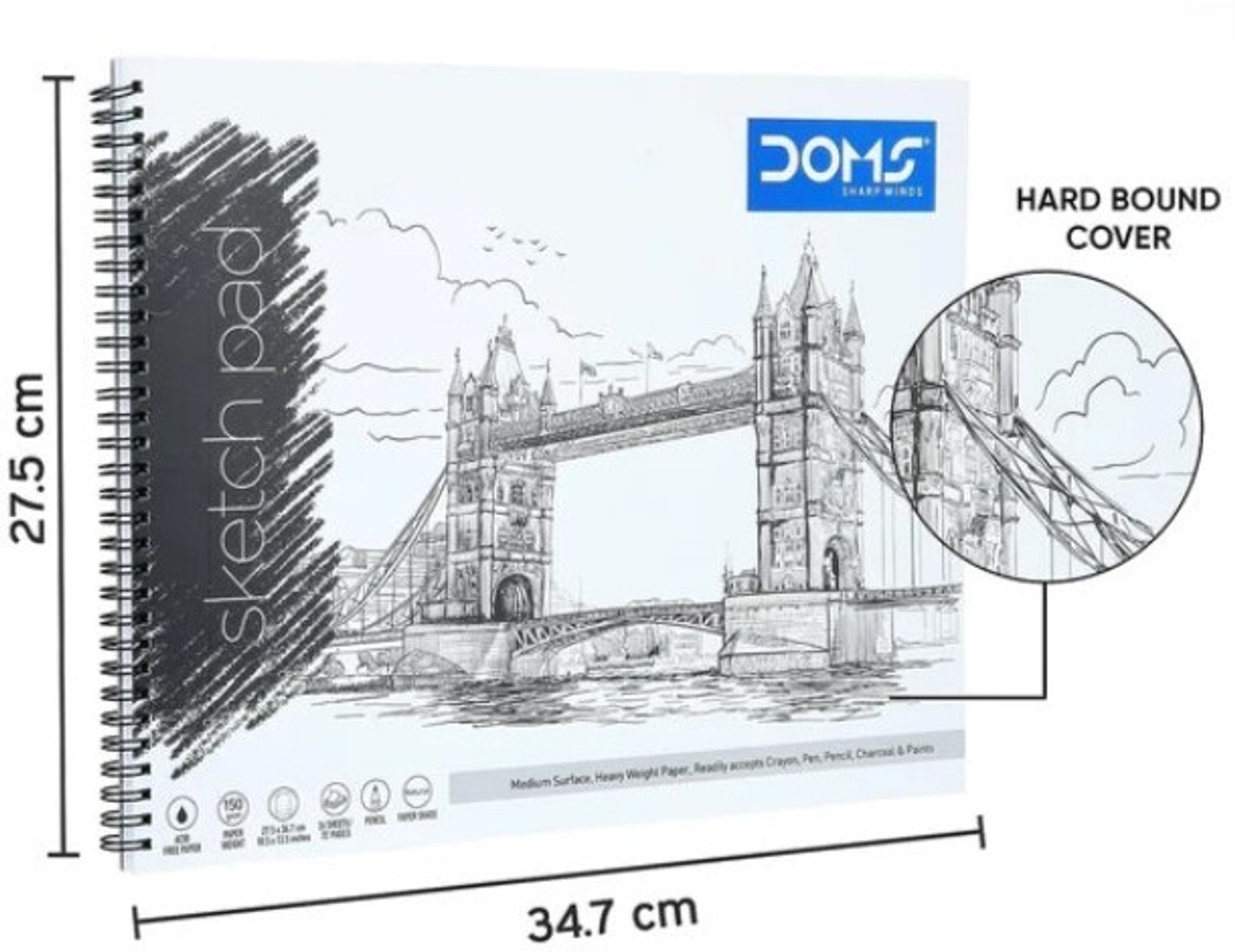Image of DOMS WIRO Sketch Book | 27.5 X 34.7cm |72 Pages | Cover Design may differ | Sketch Pad