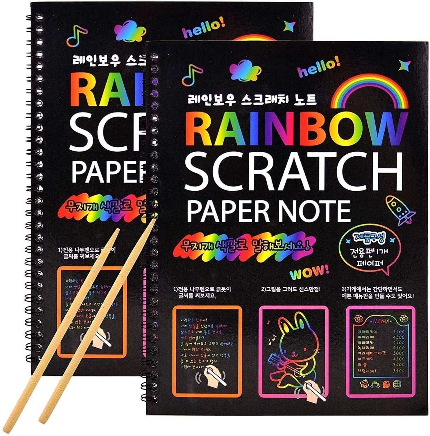 Prescent A4 Rainbow Art Scratch Pad, 20 Pages, Multicolor - Image 1