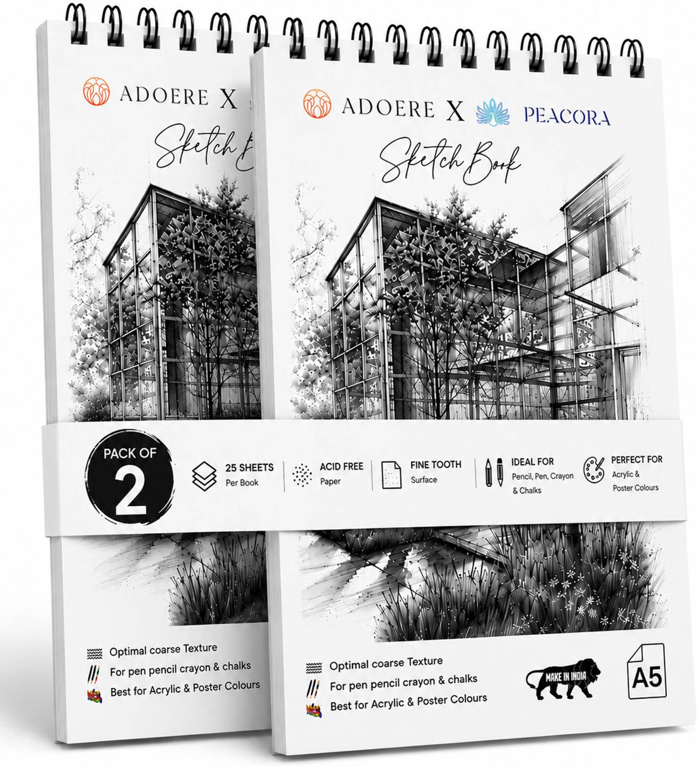 Adoere A5 Spiral Sketch Book | 140 GSM Acid-Free Paper for Artists & Students Sketch Pad