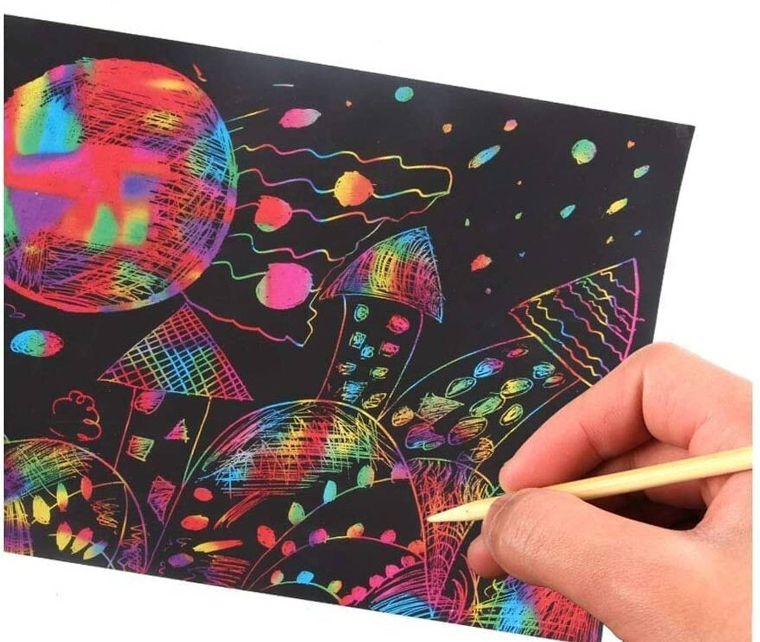 Prescent A4 Rainbow Art Scratch Pad, 20 Pages, Multicolor - Image 5