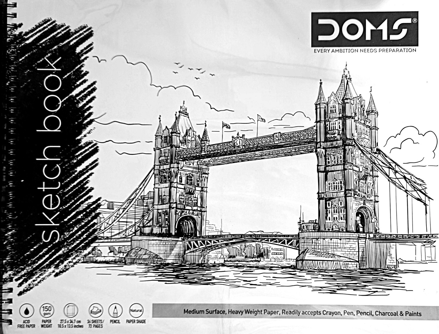Image of DOMS WIRO Sketch Book | 27.5 X 34.7cm |72 Pages | Cover Design may differ | Sketch Pad