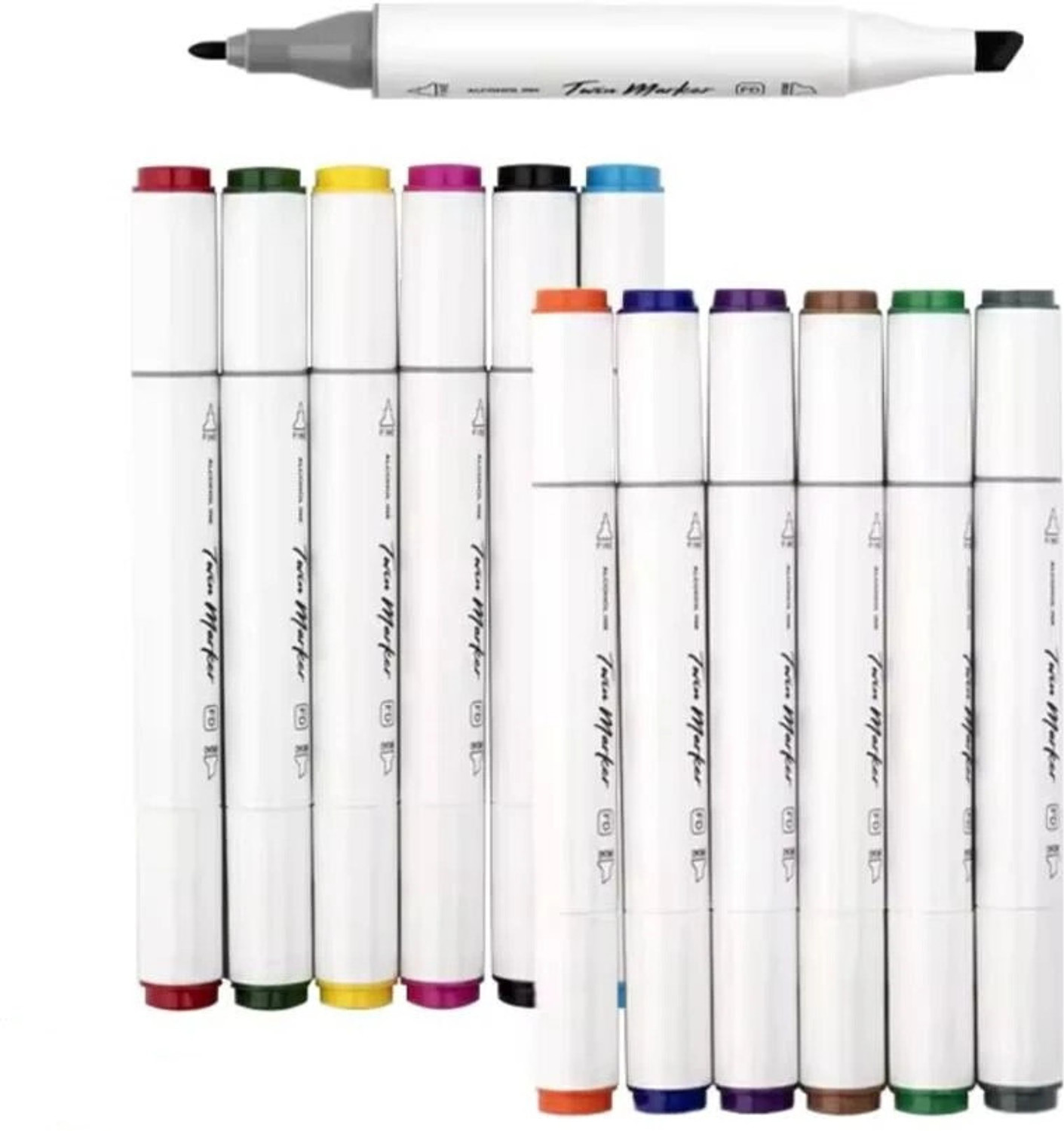 Image of Lakshayxrma Dual Tip Permanent Art Markers with Carrying Case for Drawing Painting Sketching Markers Tip Nib Nib Sketch Pens