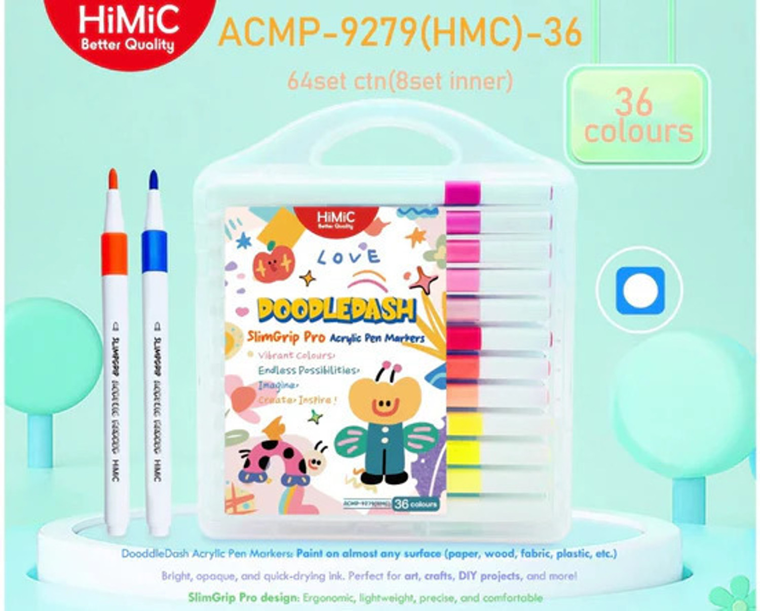 Image of Jaravik Acrylic Paint Markers - Set of 36 Vibrant Colors, Permanent Water-Based Marker Pens for Rock Painting, DIY Crafts, Canvas, Glass & More Super Fine Nib Sketch Pens
