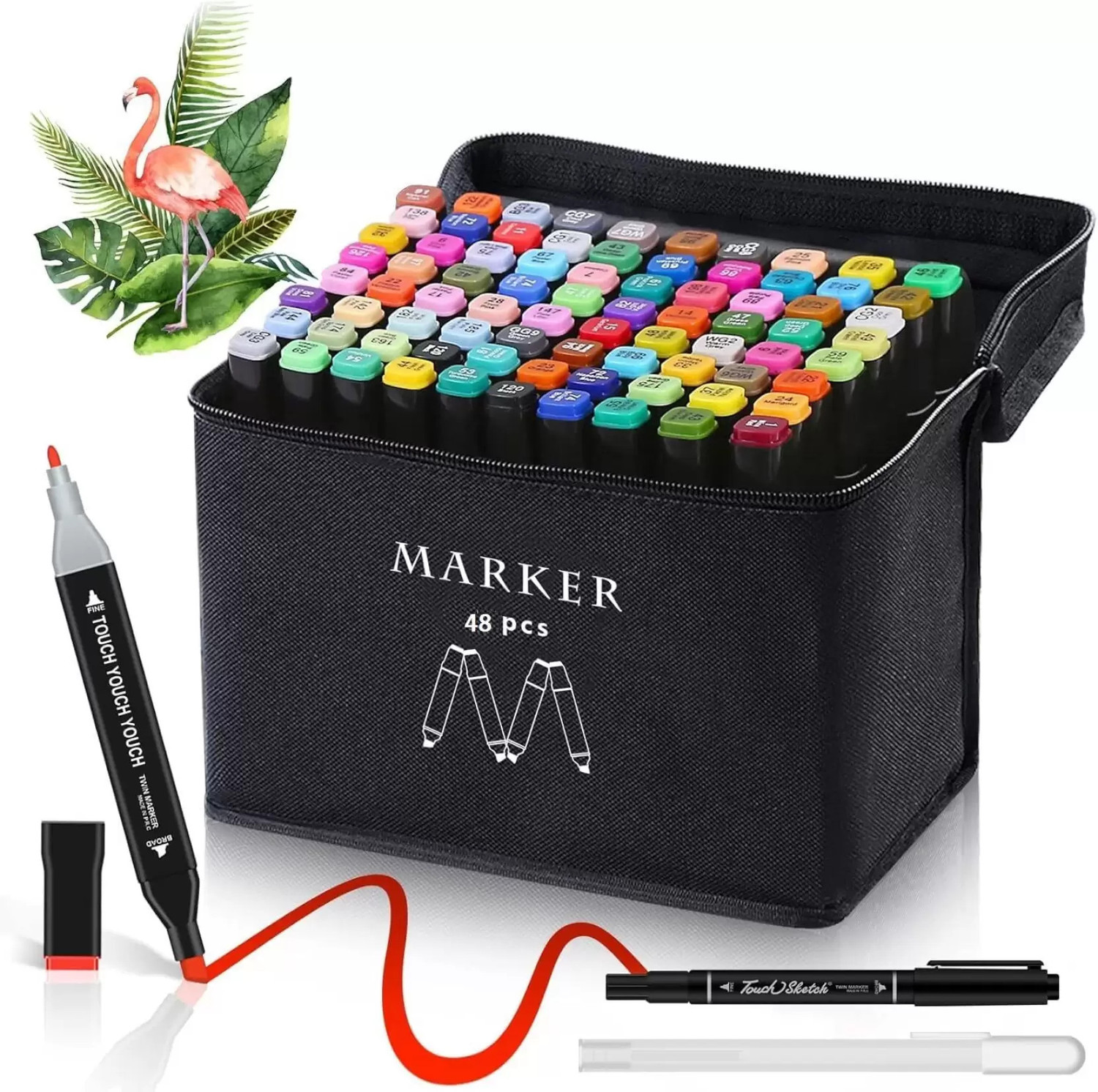 Image of URBANHUDA Dual Tip Art Markers-48 48 PCS Bullet and Calligraphy Alcohol Ink Marker Nib Nib Sketch Pens