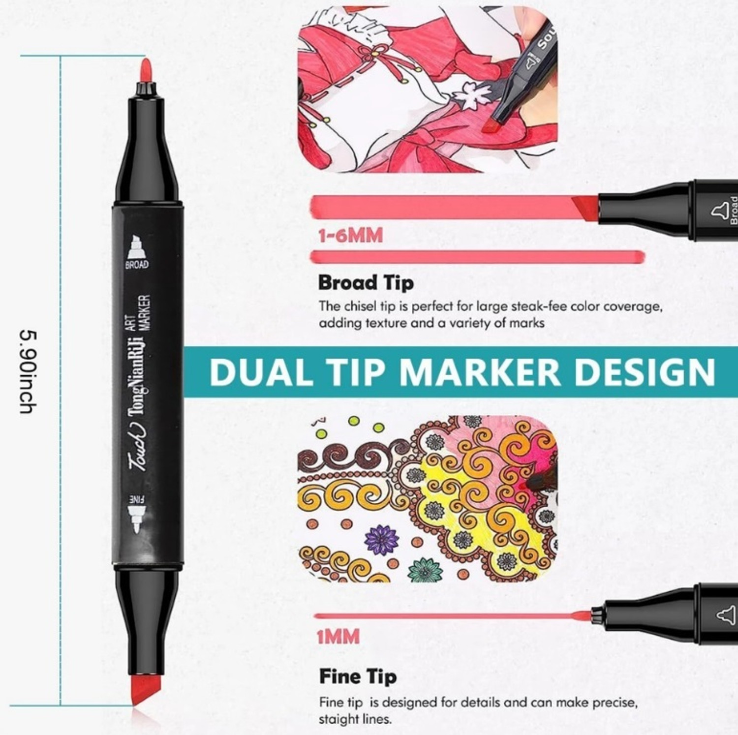 Image of 3D METRO SUPER STORE Marker Pen 80 PCS Drawing set Nib Sketch Pens with Washable Ink